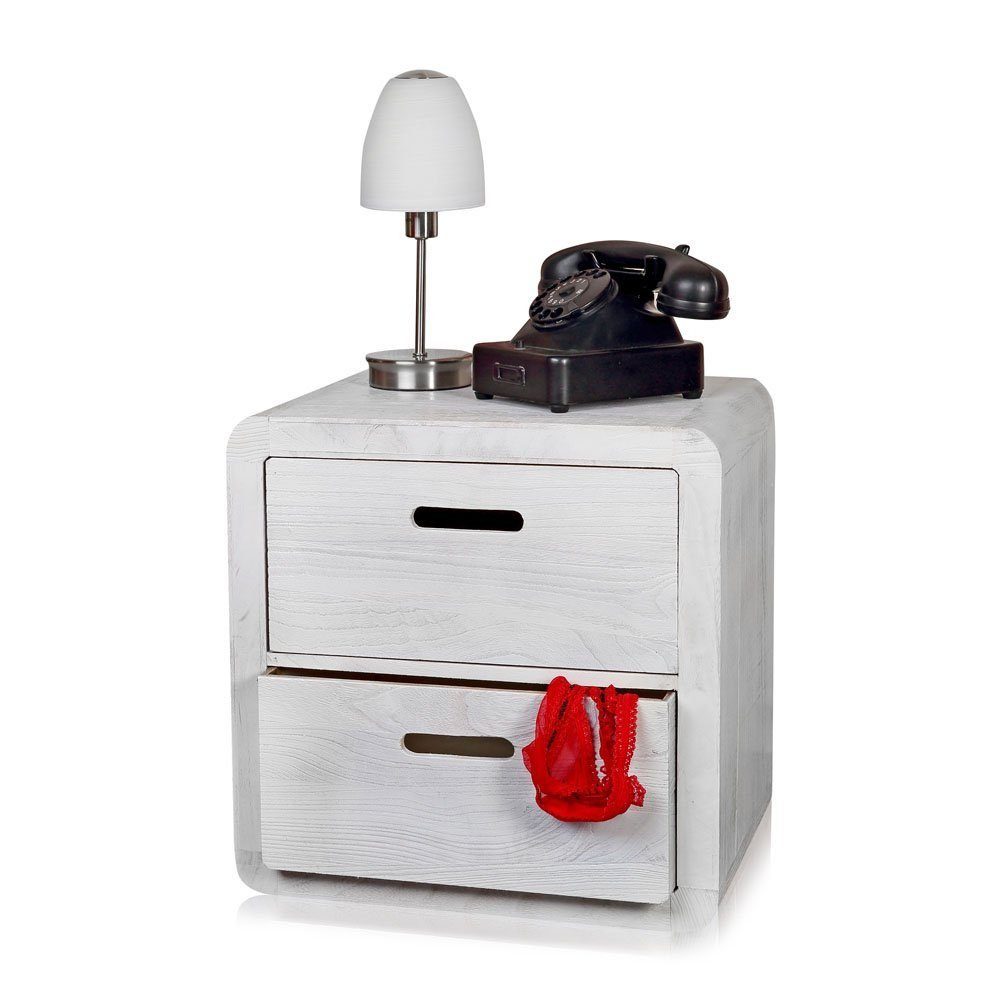 Melko Nachttisch Nachtkommode Beistellschrank Nachtkonsole Schubladen Holz Shabby Chic (Stück), Paulowniaholz