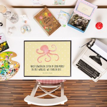 Mr. & Mrs. Panda Schreibtischunterlage Tintenfisch - Gelb Pastell - Geschenk, Ozean, Schreibtischunterlage G, (1 tlg)