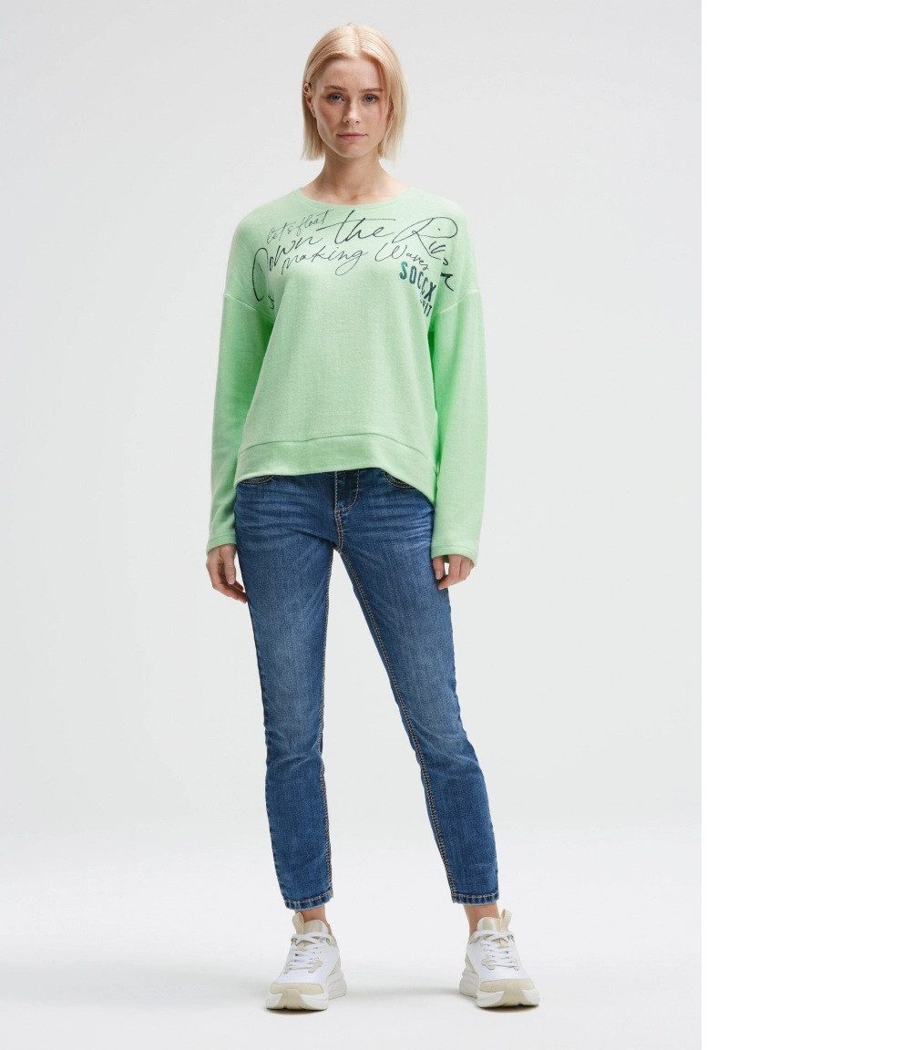 Rundhalspullover,Flauschpullover mit Wording Print