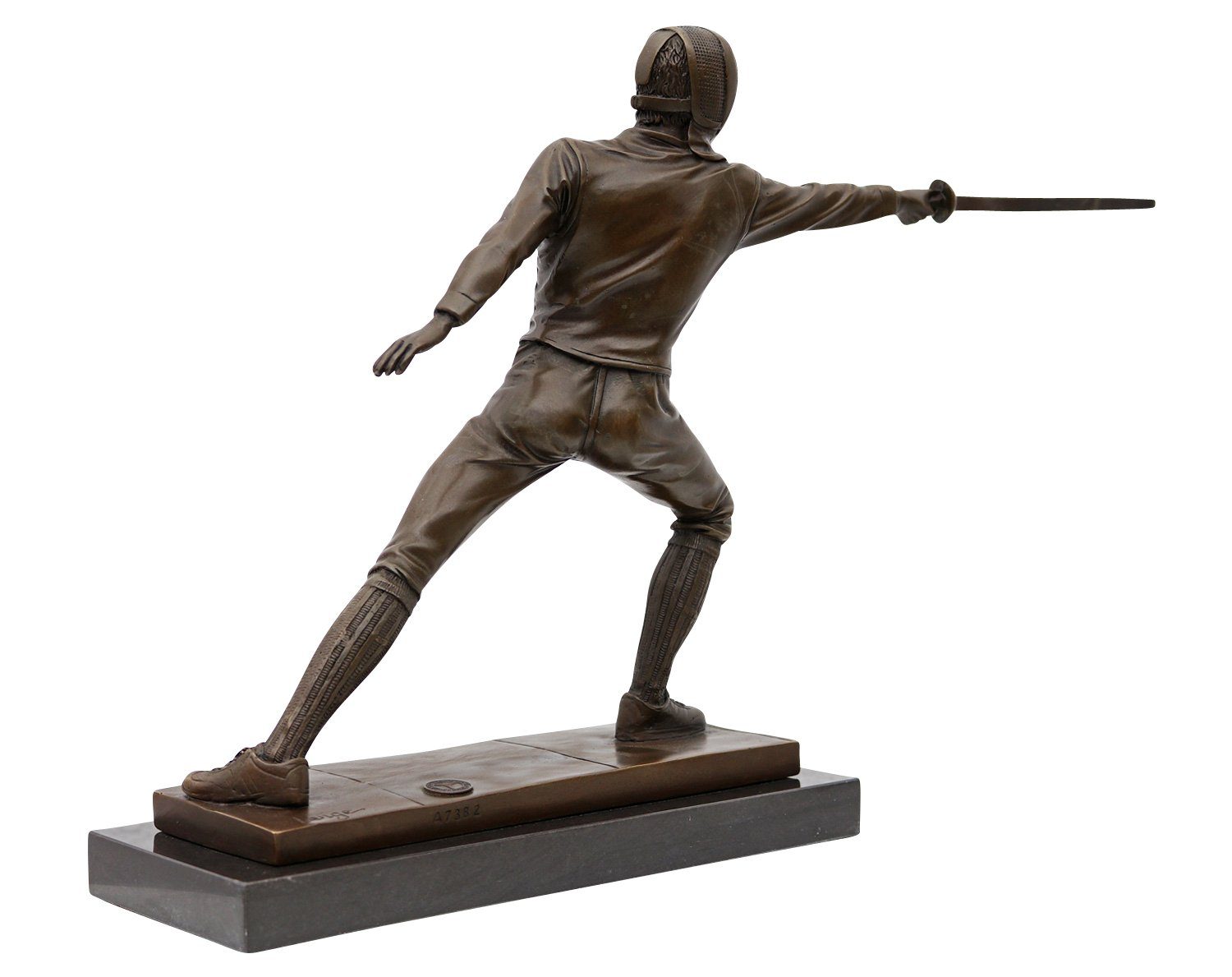 Aubaho Skulptur Fechter Bronze Figur Sport Statue Antik-Stil Bronzeskulptur 44cm im