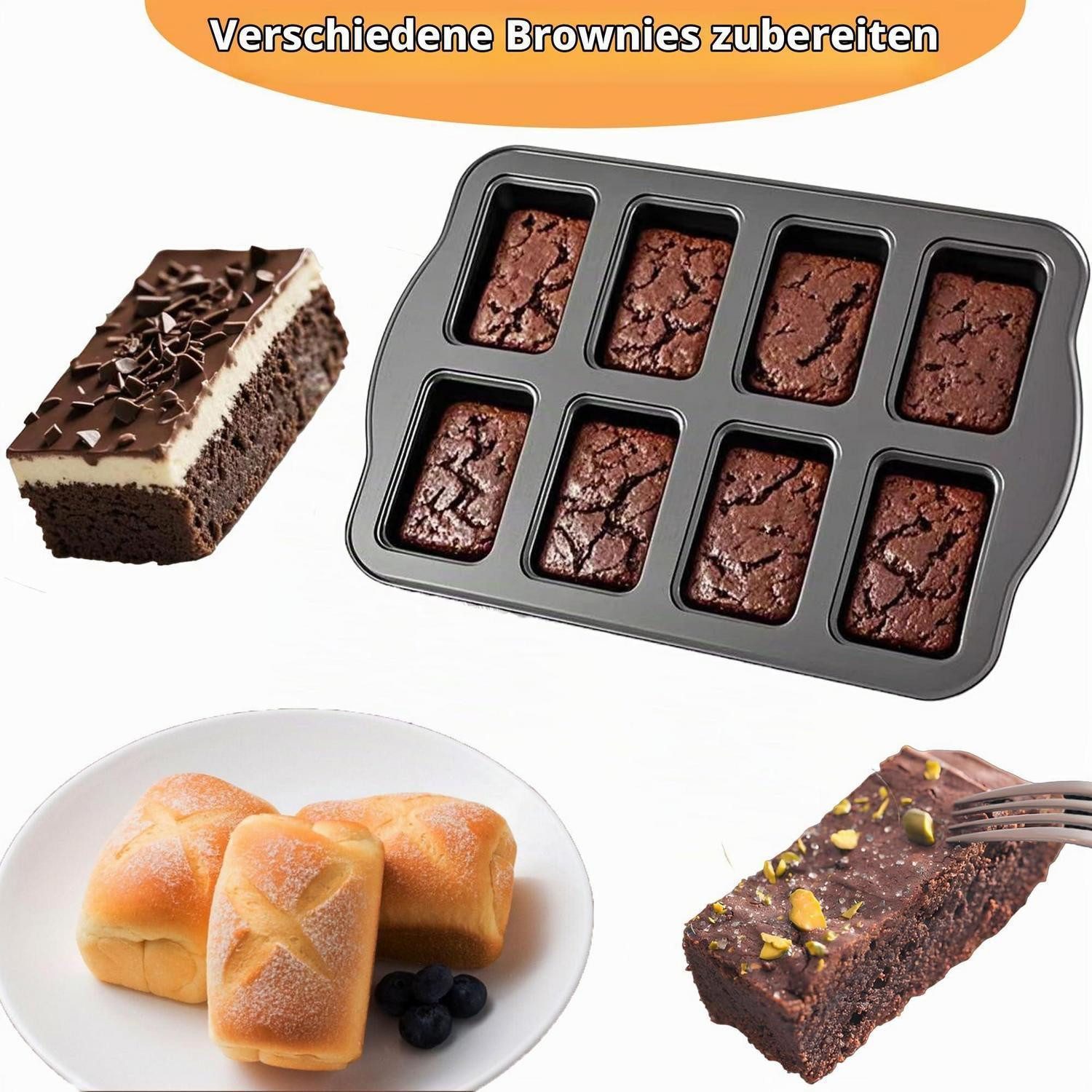 LuxusKollektion Kastenform Mini Kuchenbackform 8er Rechteck Antihaft, (8-tlg)