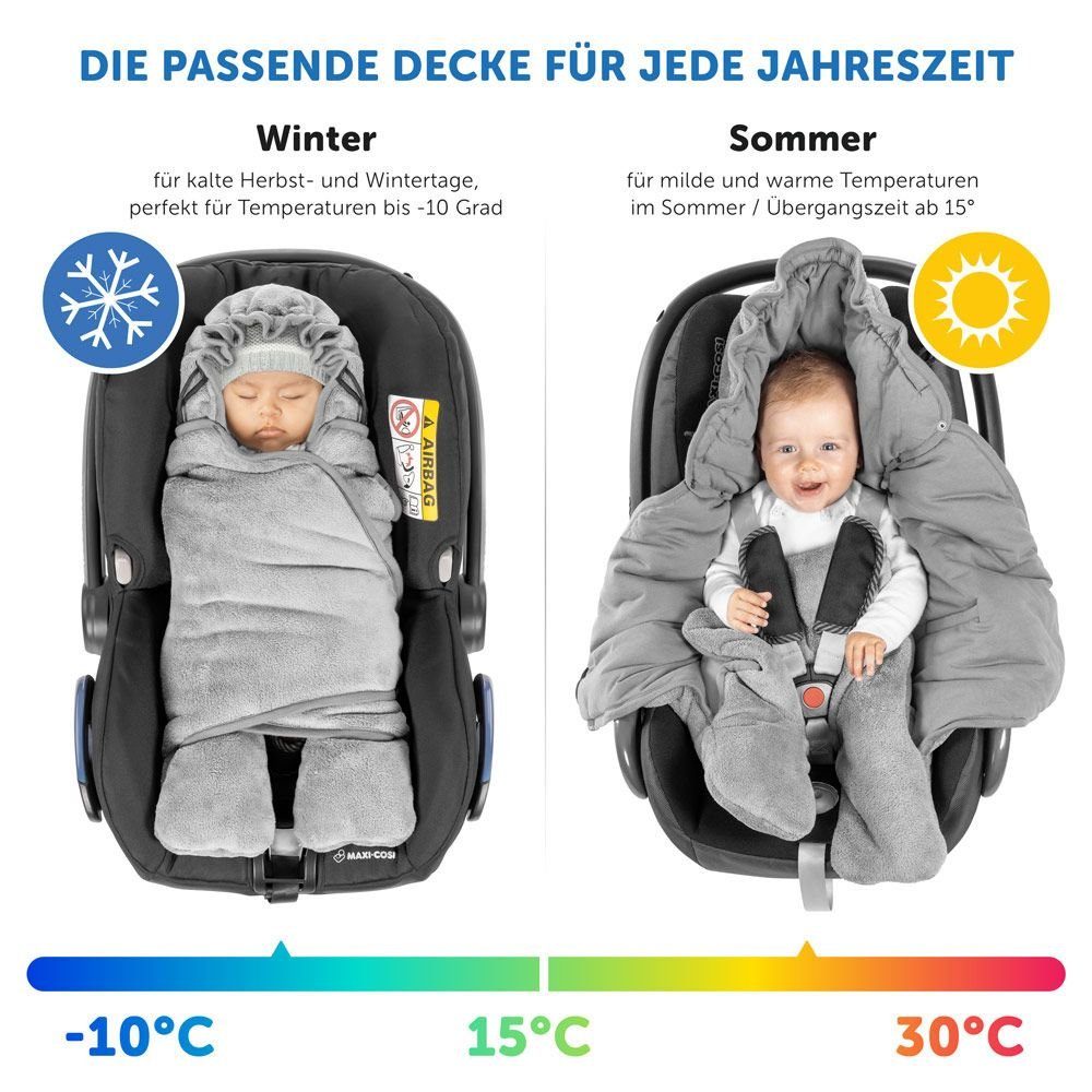 Zamboo Fußsack Grau, Baby Winter Einschlagdecke mit Füßen Decke für  Babyschale / Autositze