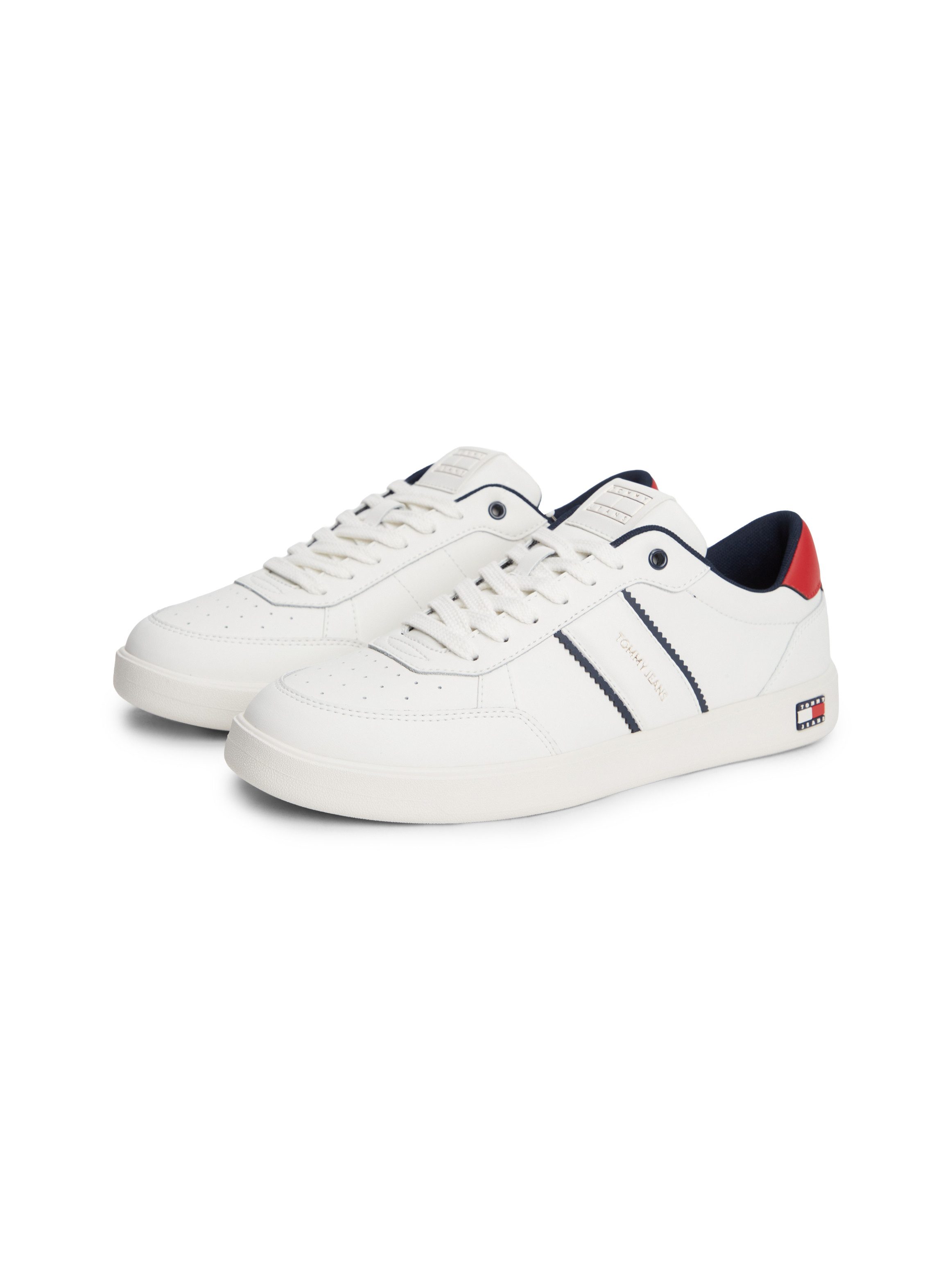 Tommy Jeans LIGHTWEIGHT FLAG LEATHER COURT Sneaker Freizeitschuh, Halbschuh, Schnürer mit Logoflagge im Plateau