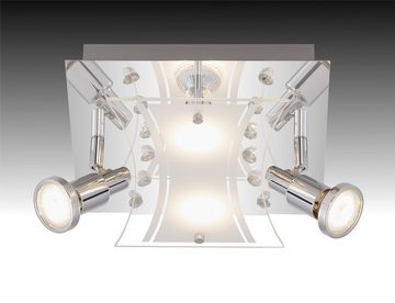 TRANGO LED Deckenleuchte, 4-flammig 3490 LED Deckenleuchte *BRIAN* inkl. 4x GU10 LED Leuchtmittel Chrom-Optik - Deckenlampe - Deckenstrahler - Deckenspots - Wohnzimmer Lampe, Badlampe schwenkbar und drehbar Spots