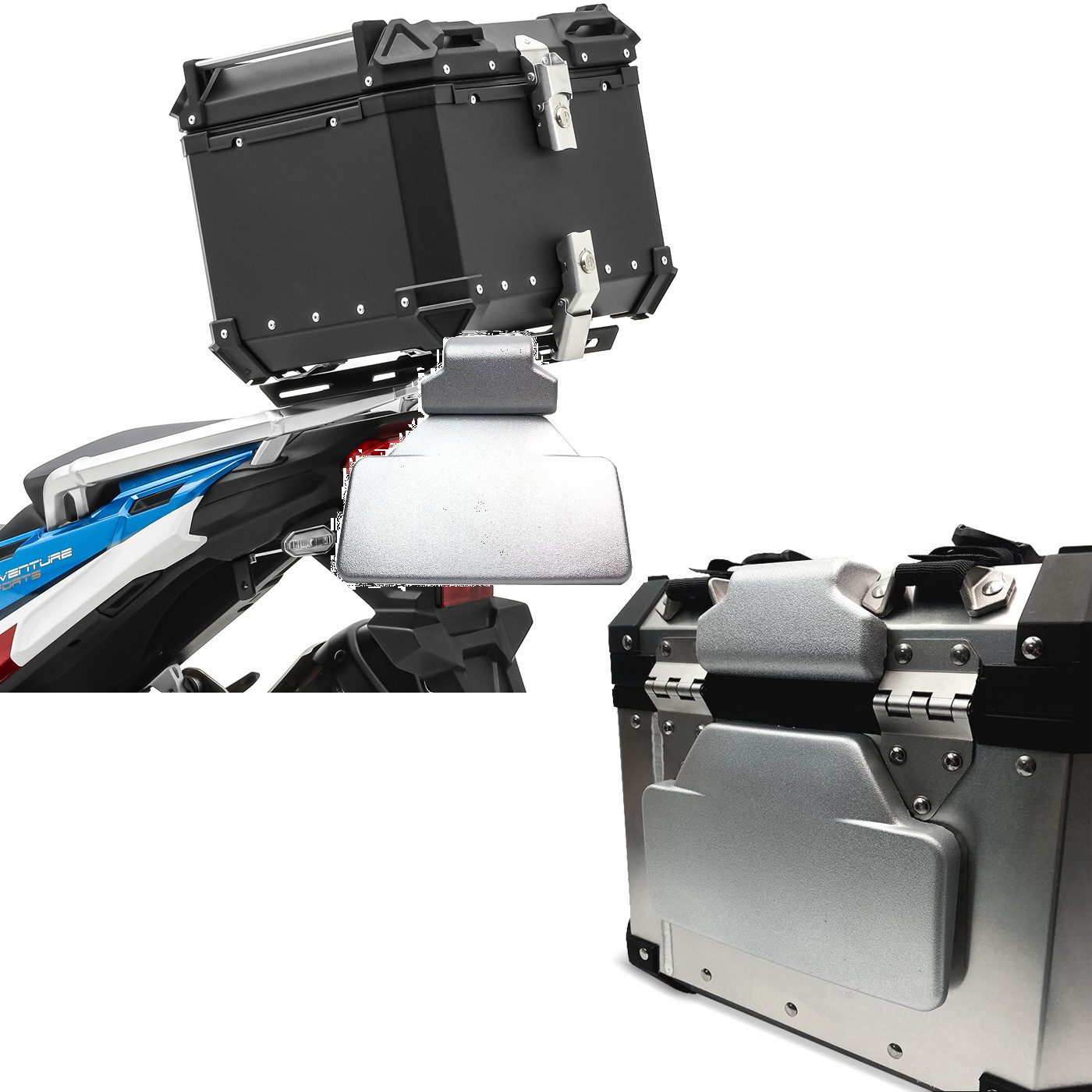 Bagtecs Reisetasche Set: Alu TP XB45 45 Liter + Rückenpolster passend für BMW Alu TP Soziu