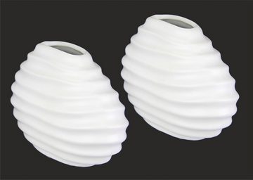 I.GE.A. Dekovase Keramik-Vase, 2er Set Kleine Vase Weiß Modern Keramik Tisch Küche Büro Pampasgras