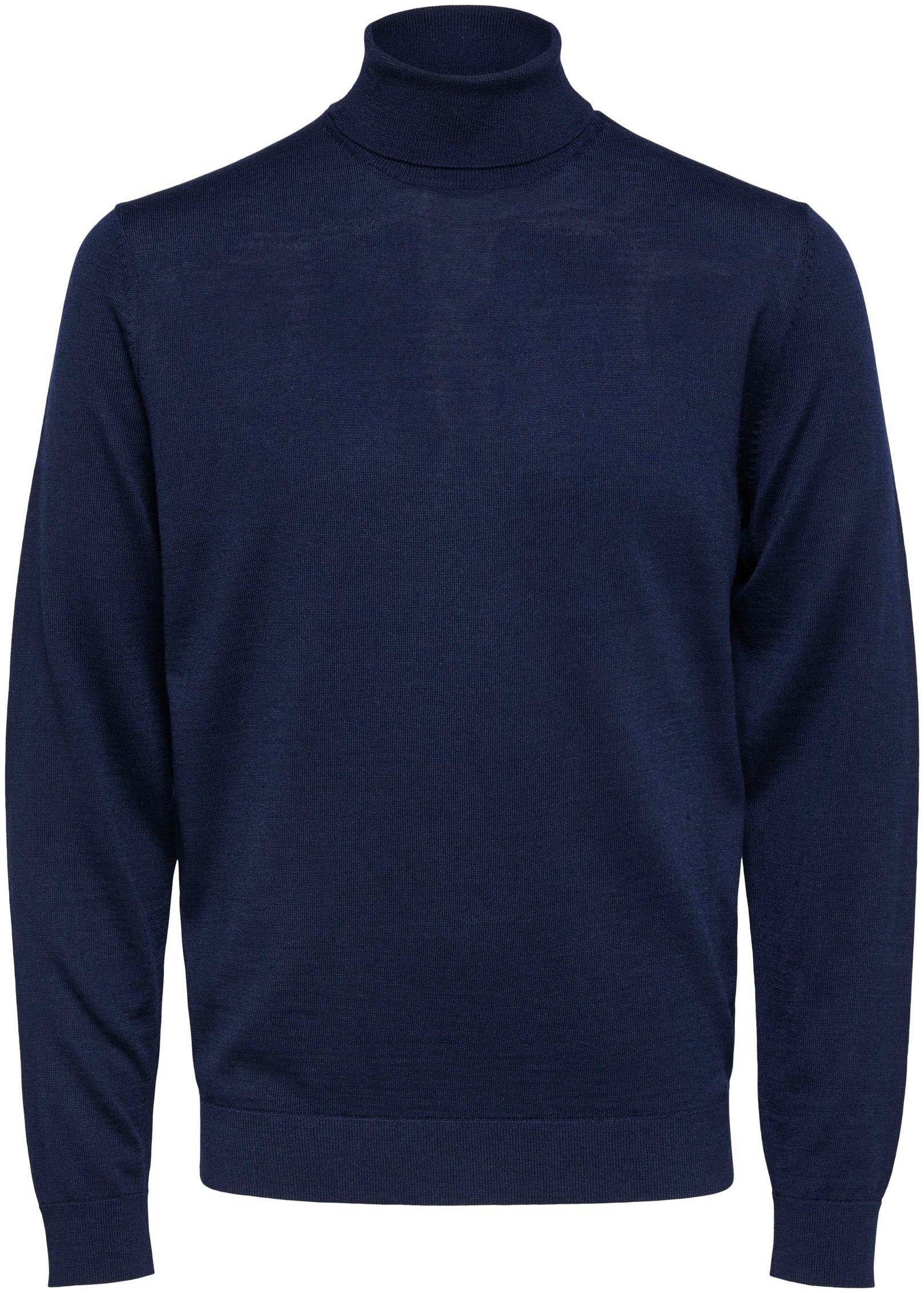 COOLMAX MERINO SELECTED Blazer Rollkragenpullover TOWN ROLL HOMME KNIT Navy