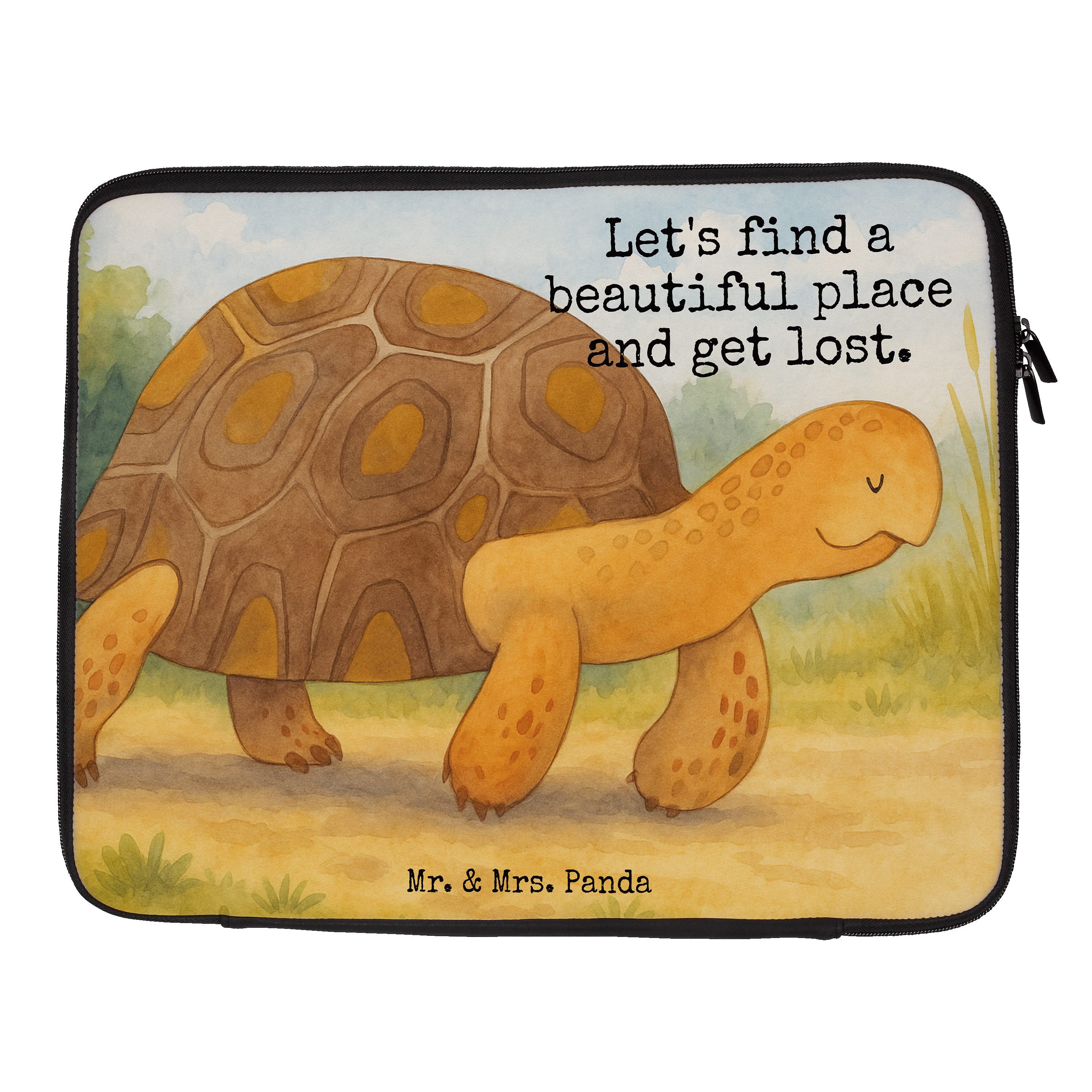 Mr. & Mrs. Panda Laptop-Hülle Schildkröte Marschieren Design, Laptop Tasche 13" 34 x 26,5 cm, Weiß, Laptop-Case Notebook-Case Notebook-Sleeve
