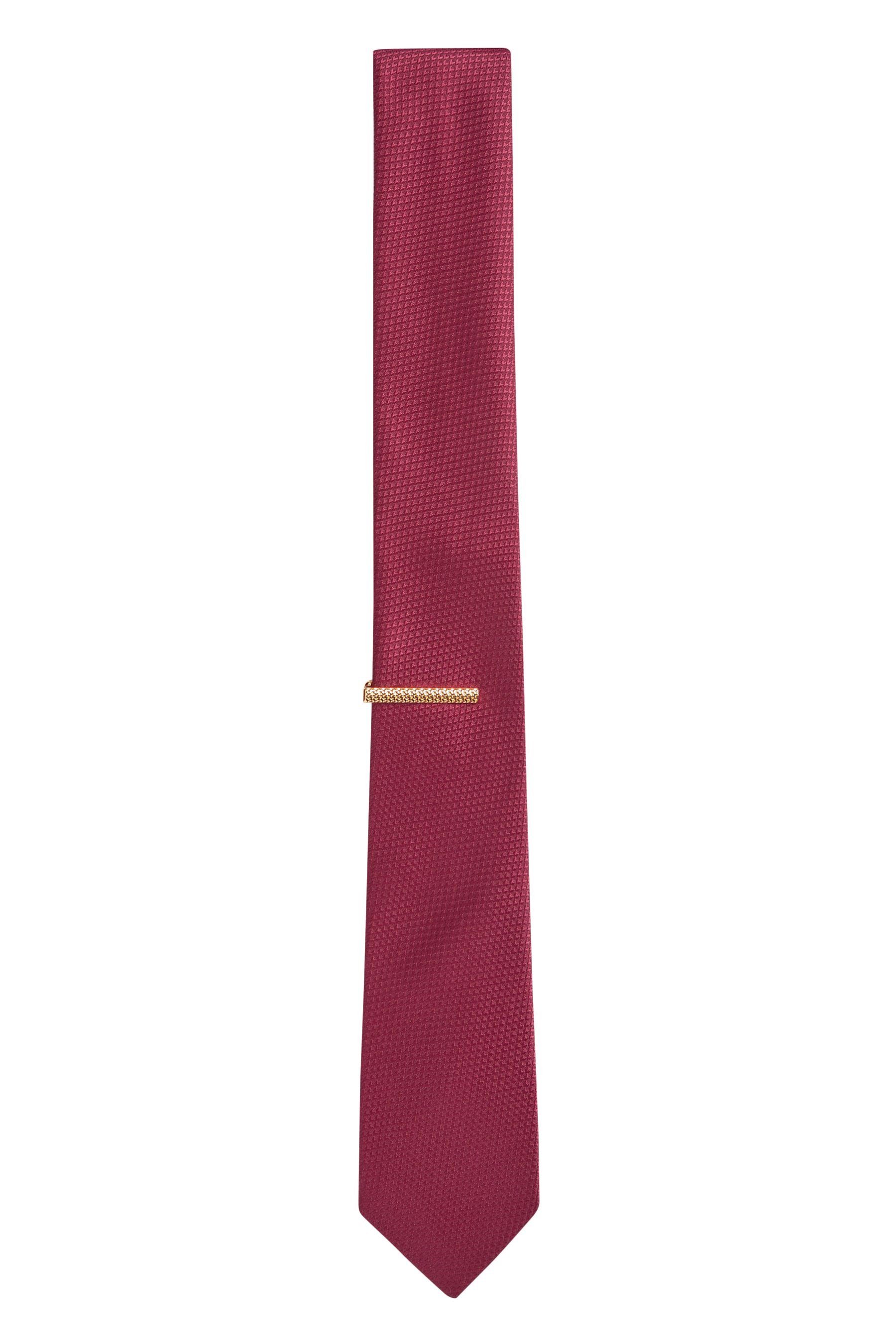 (2-St) Recyclingpolyester Krawatte Red Klammer Next Krawatte + Schmale aus