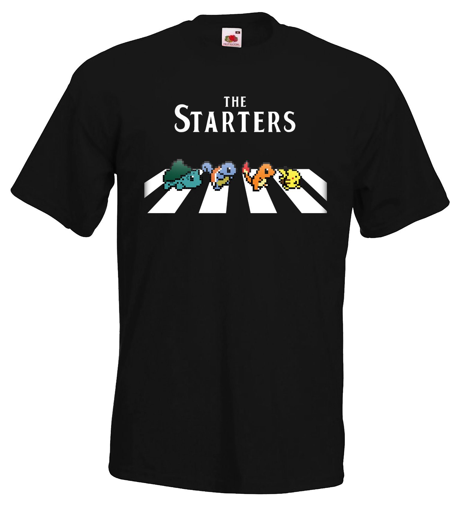 Designz Schwarz mit Herren Shirt T-Shirt trendigem Starters Frontaufdruck Youth