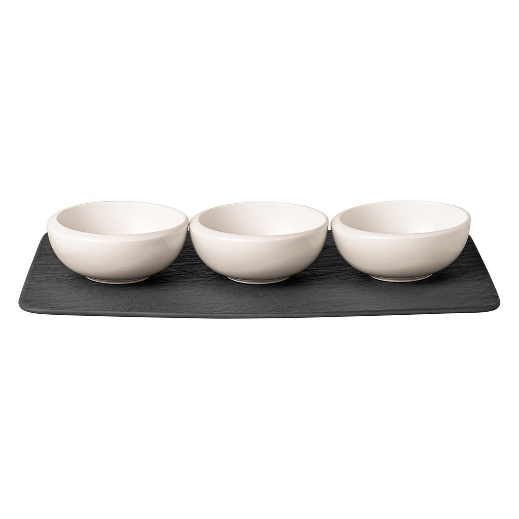 Villeroy & Boch Dipschale NewMoon 4-tlg) (Set, 4tlg, Dipschälchenset, Porzellan, weiß/schwarz