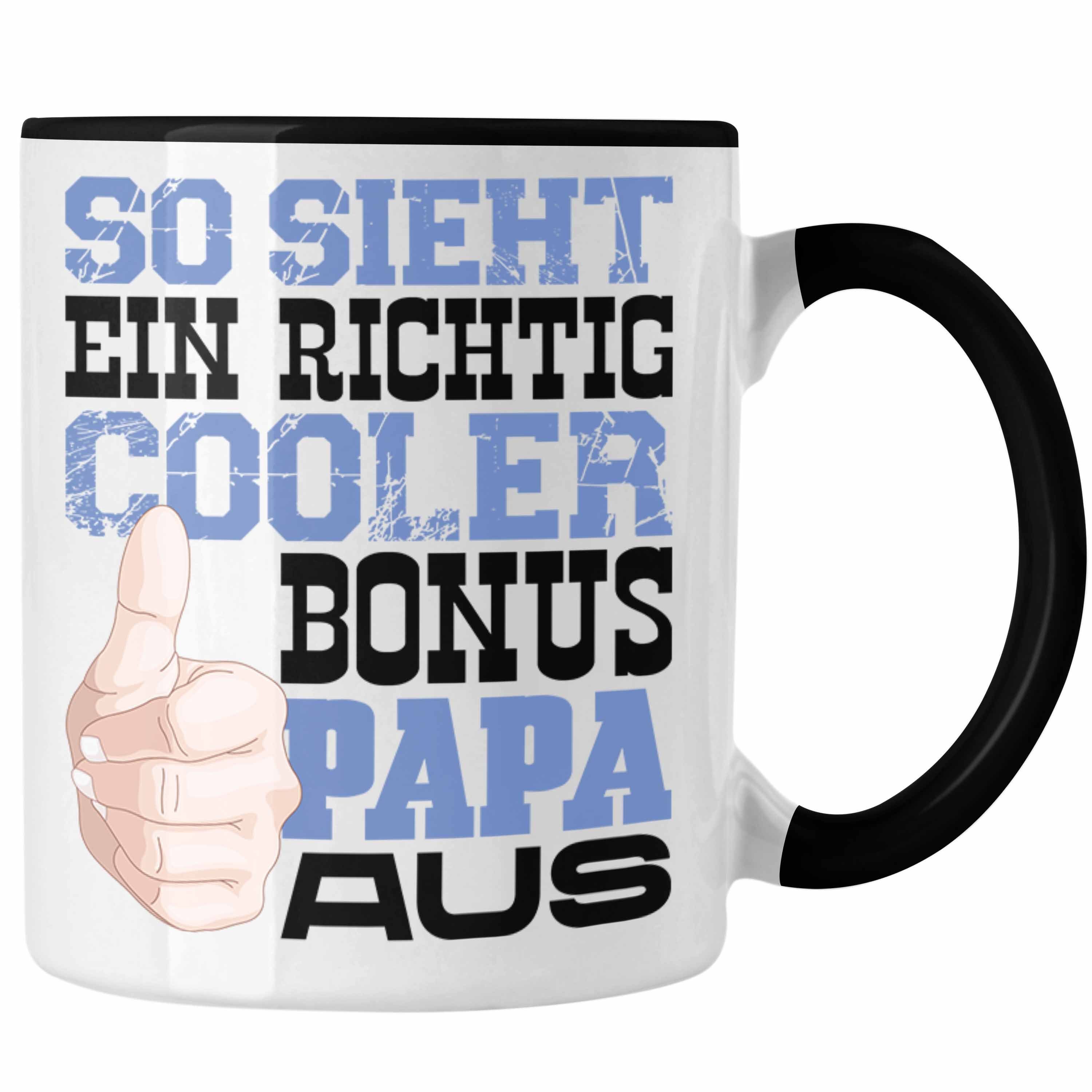 Trendation Tasse Bonus Papa Tasse Stiefvater Geschenk Stiefvater Vatertag Lustiger Spru Schwarz