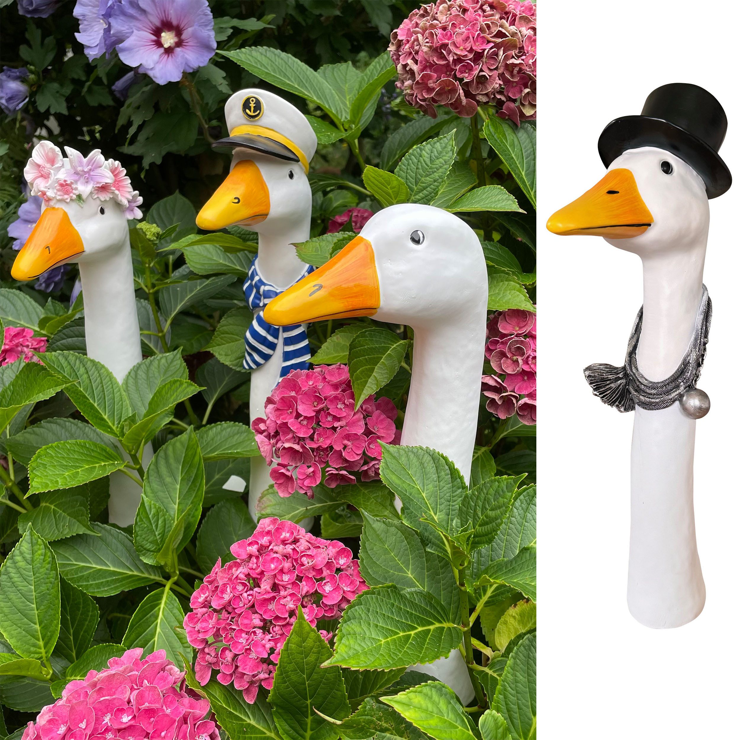 Online-Fuchs Gartenfigur Gänsehals Gartenstecker Gans - lustige Deko Garten günstig online kaufen