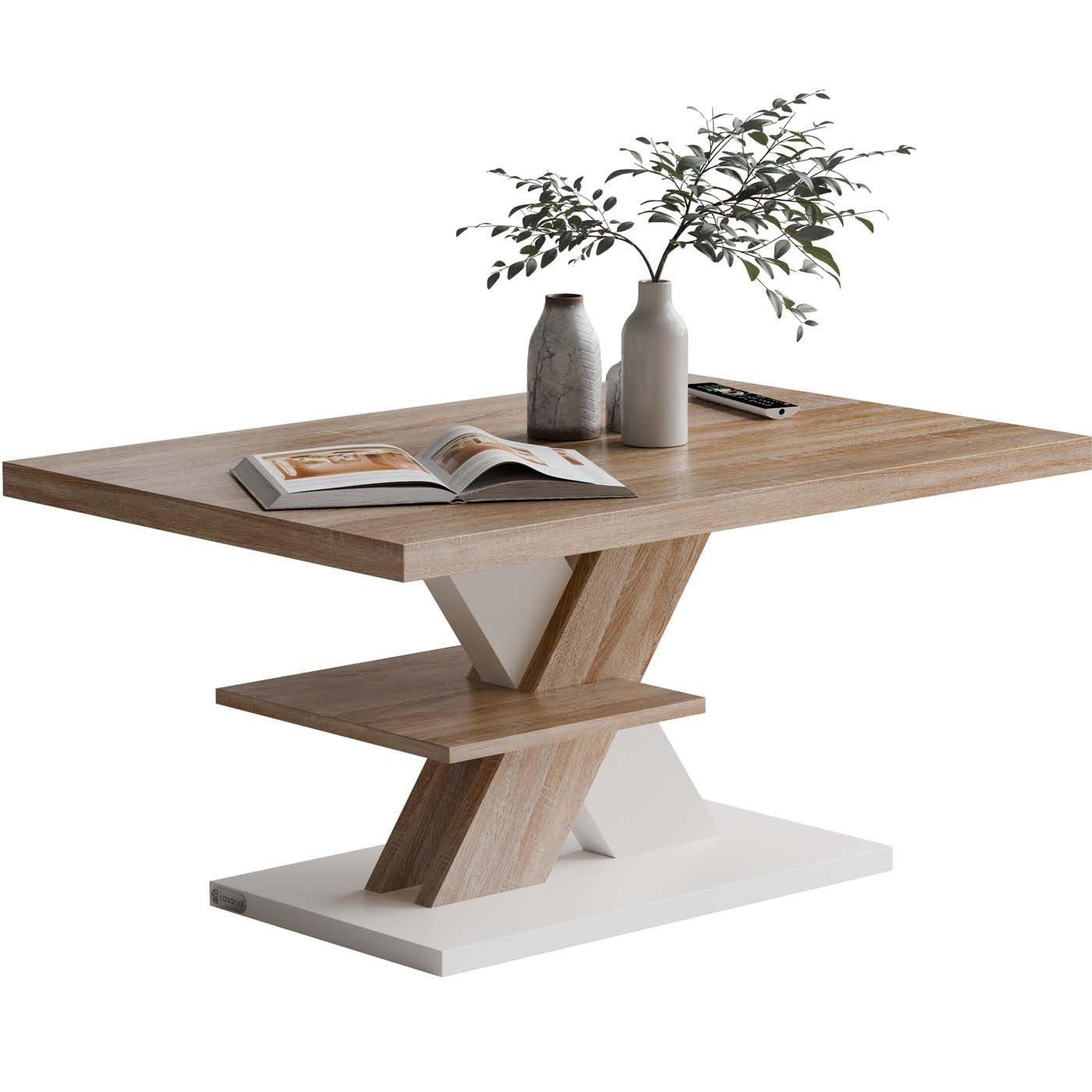 Casaria Couchtisch, Holz 2 Ablagen 90x60cm günstig online kaufen