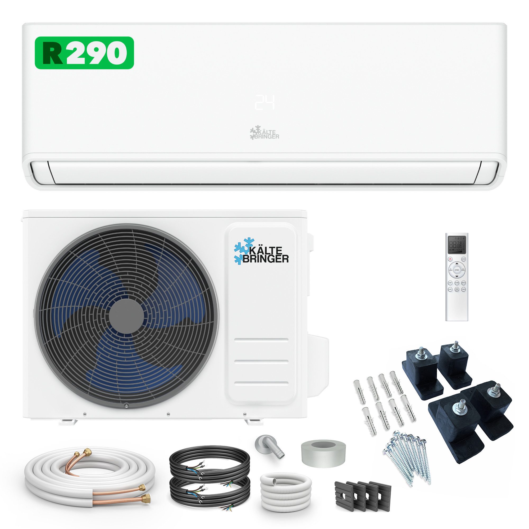 Kältebringer Split-Klimagerät R290 A+++, R290 Split Klimaanlage, 12000 BTU (3,7 kW), Kühlen & Heizen, Set
