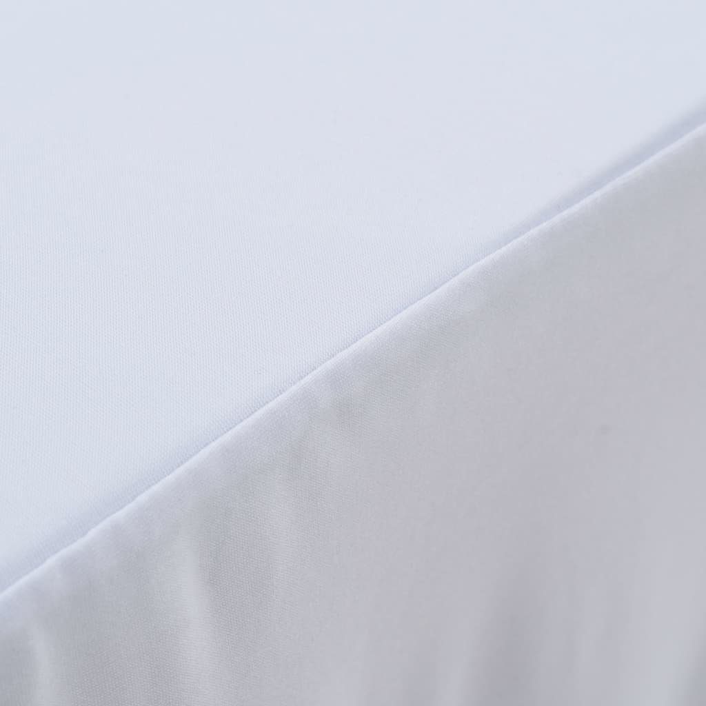 Weiß Stück cm, x 120 vidaXL 74 Stretch-Tischdecken 2 Hussen-Set Rand 60,5 mit x