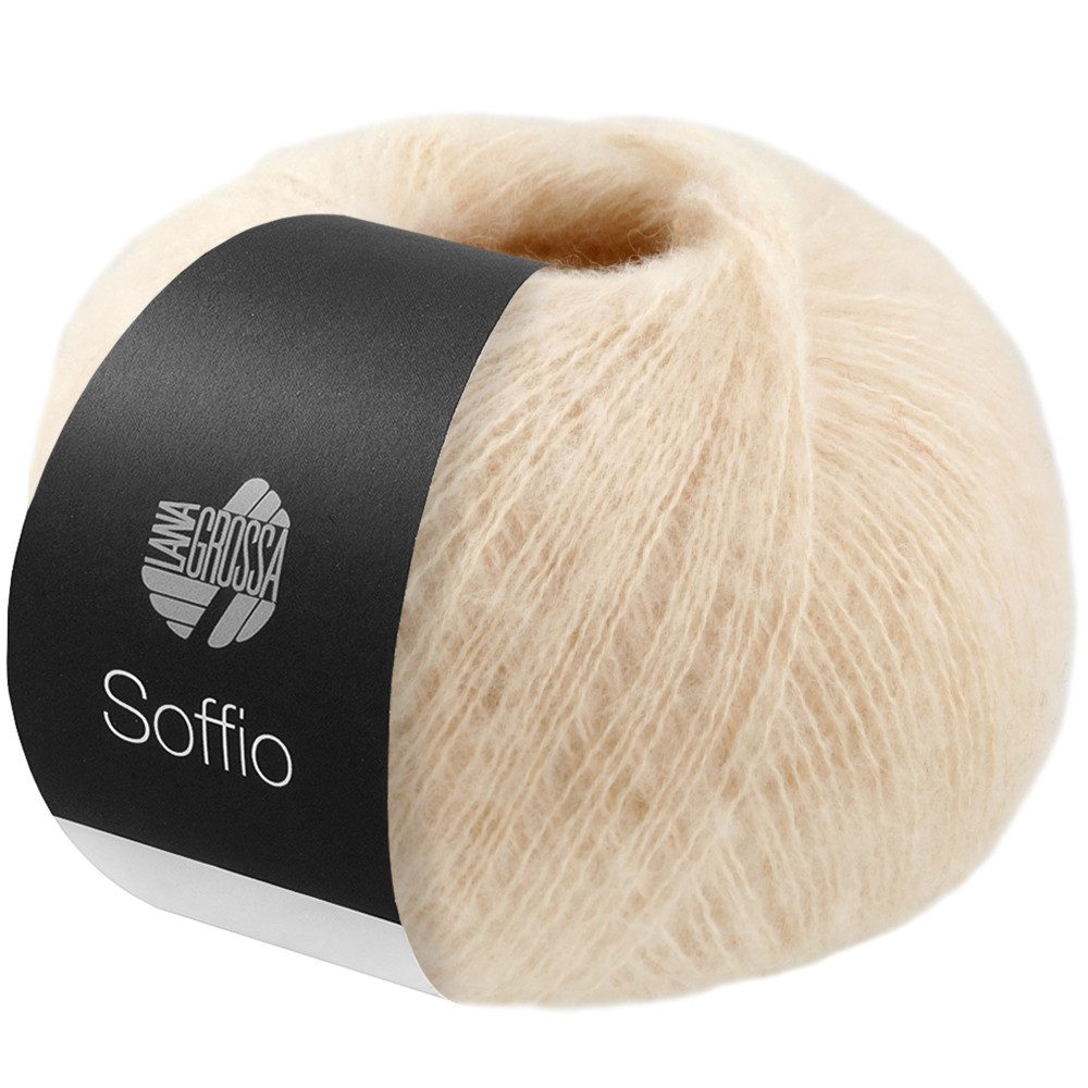 LANA GROSSA SOFFIO Häkelwolle, 215 m (flauschiges Lace-Garn aus Merino- & Baumwolle), 25 g