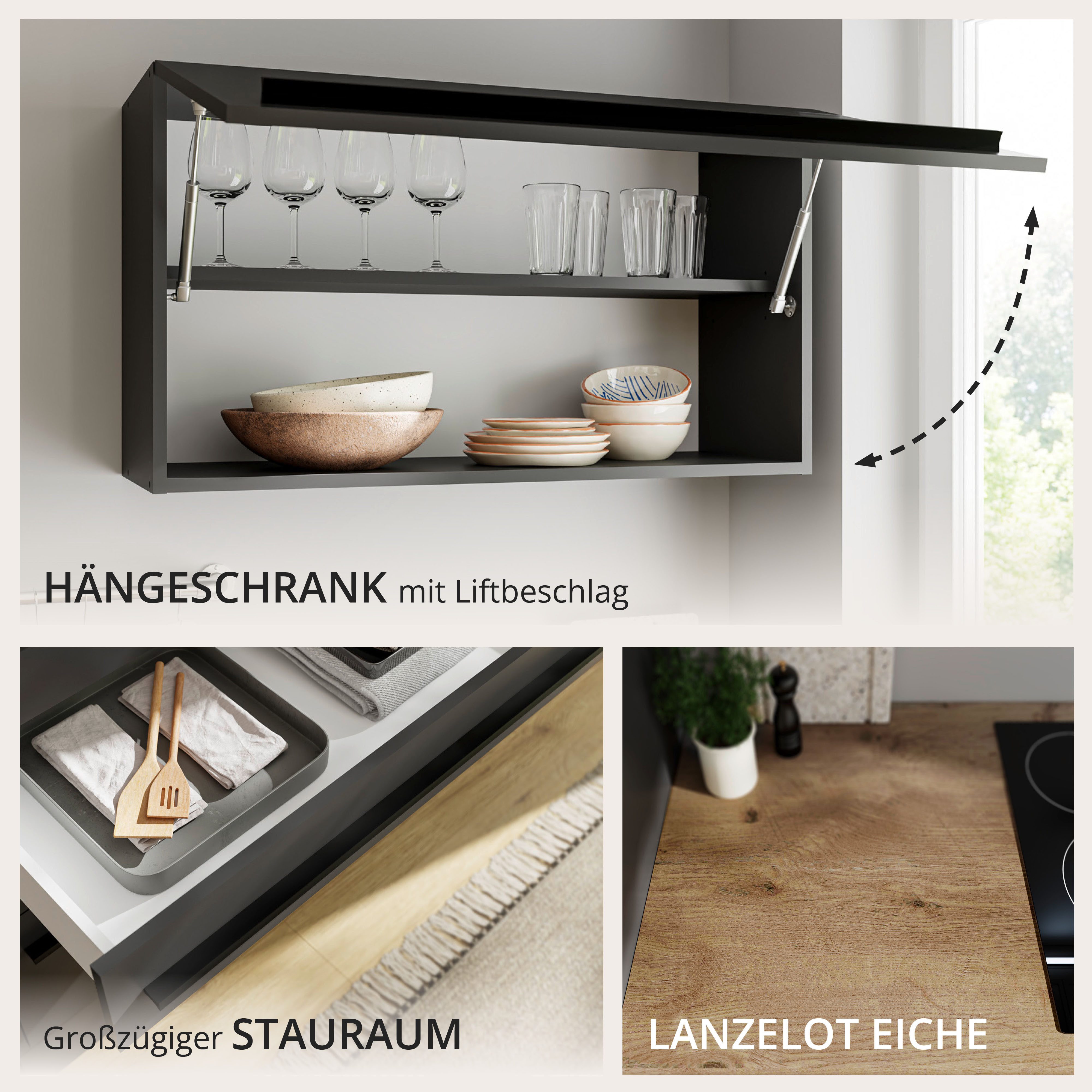 BASIC by Balculina Küchenzeile Jazz, Breite 260 cm, wahlweise mit E-Geräten