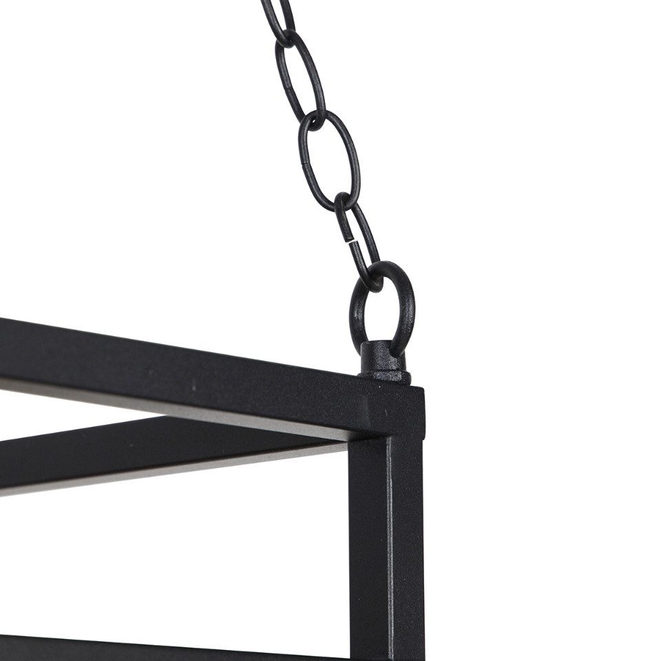 Qazqa Pendelleuchte Shelf, Dimmbar, LED wechselbar, Extra-Warmweiß, QAZQA Hängeleuchte, e27, Schwarz, Holz, Industrie