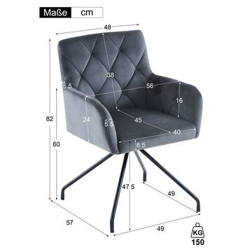 Ulife Polsterstuhl Moderne Samt Esszimmerstühle mit Metallbeinen Armlehnen Rückenlehne (2 St)