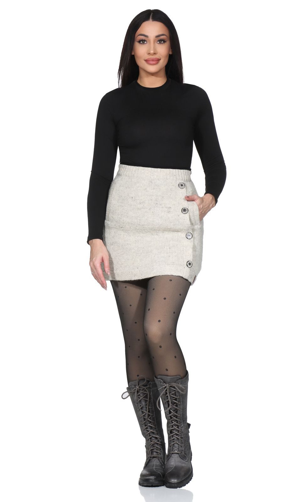 KUNST UND MAGIE Strickrock Strickrock kurzer Rock mit klassischem Muster Wo günstig online kaufen