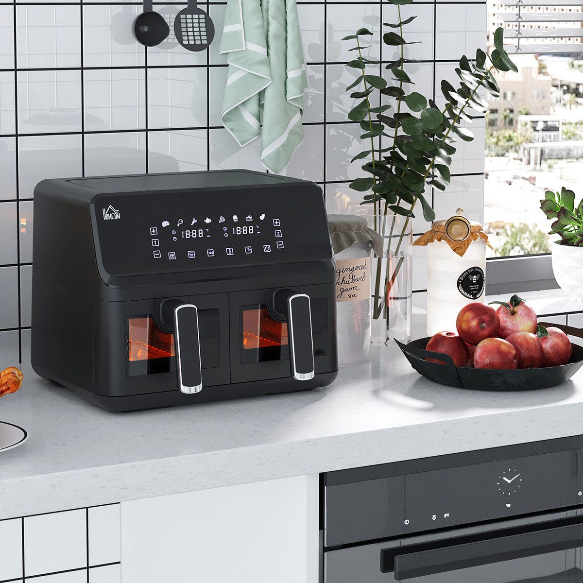 autolock Heißluftfritteuse, Air Fryer 38,5 x 38 x 30,5 cm Schwarz