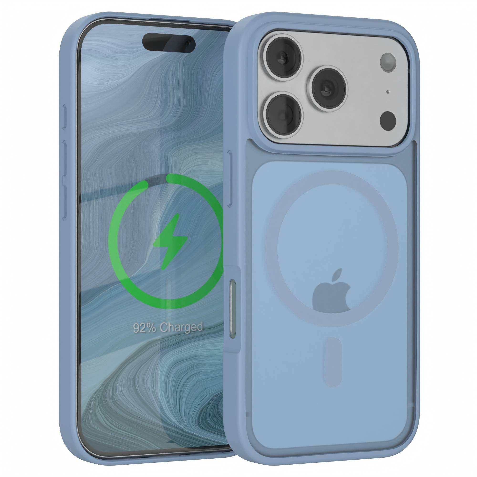 EAZY CASE Handyhülle Outdoor Case MagSafe für Apple iPhone 17 Pro 6,3 Zoll, Slim Cover Hülle MagSafe Bumper Case Outdoor Schutz Etui Hellblau