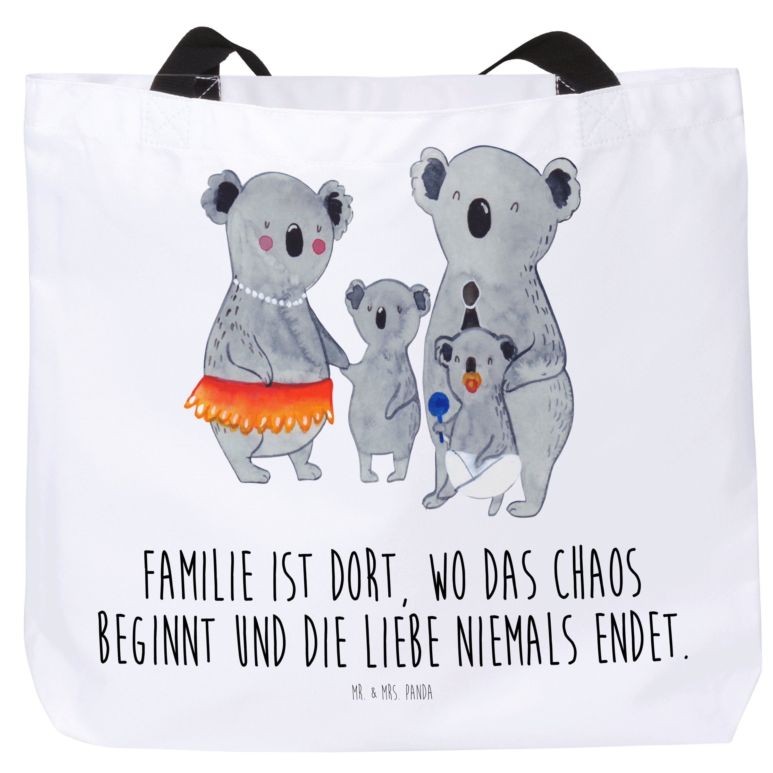 Panda Mrs. - Mama, Familie Mr. Koala Shopper, & Geschenk, Shopper - Strandta Geschwister, (1-tlg) Weiß