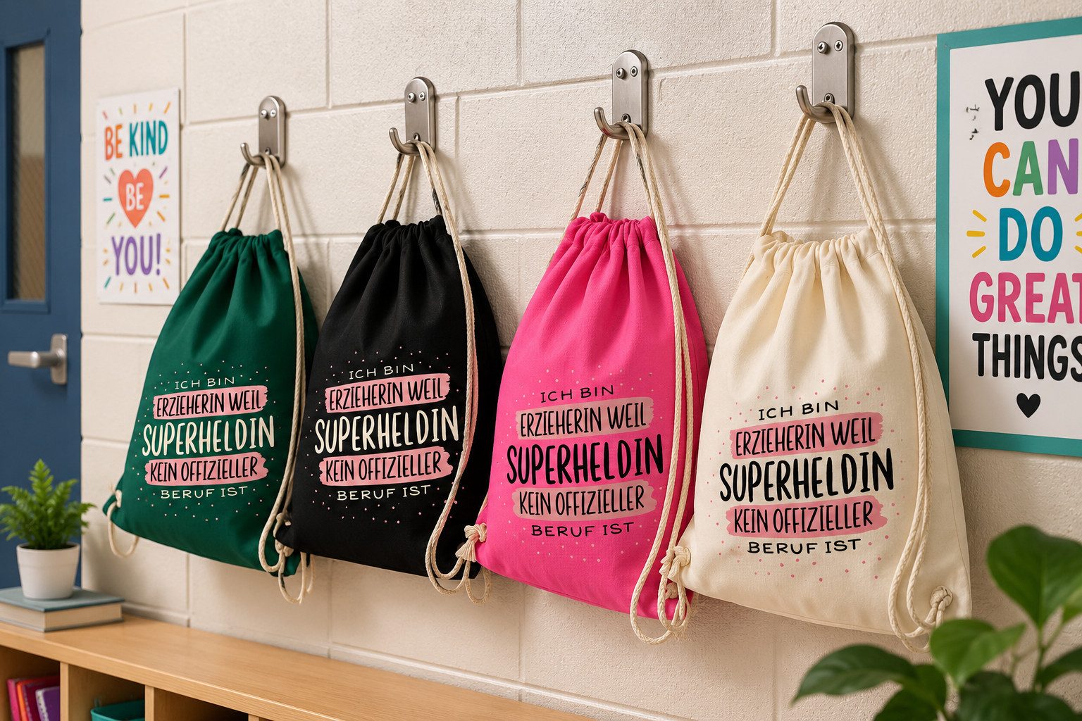Blondie & Brownie Turnbeutel SuperheldErzieher Beutel Print Erzieherin Spruch Turnbeutel Motiv (Einzelartikel, 1-teilig), SuperheldErzieher_Beutel Geschenkedition