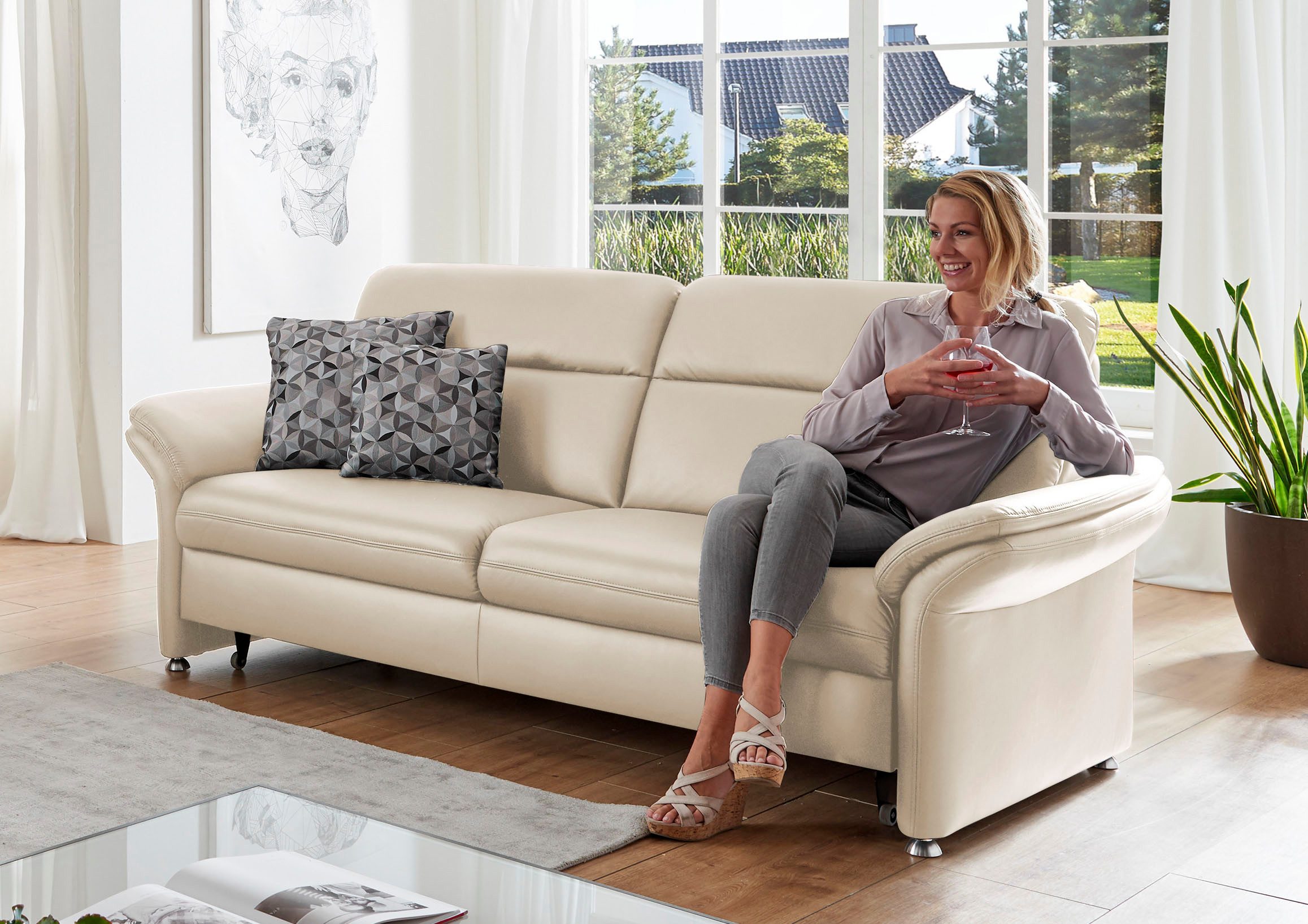Die PlanBar 3-Sitzer PN-EM16031, Breite 228 cm, ohne Kopfstützen, wahlweise mit Relaxauszug