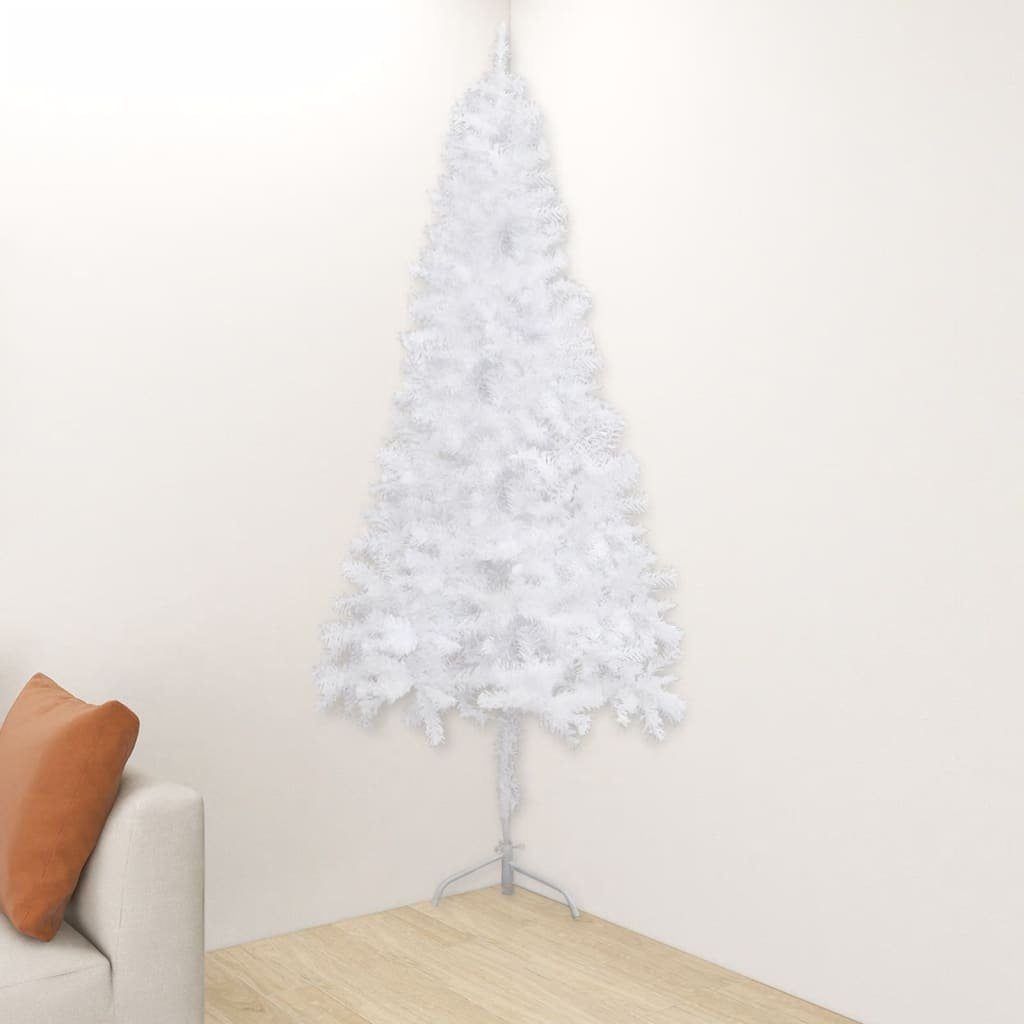 vidaXL Künstlicher Weihnachtsbaum Künstlicher Eck-Weihnachtsbaum Weiß 150 cm PVC