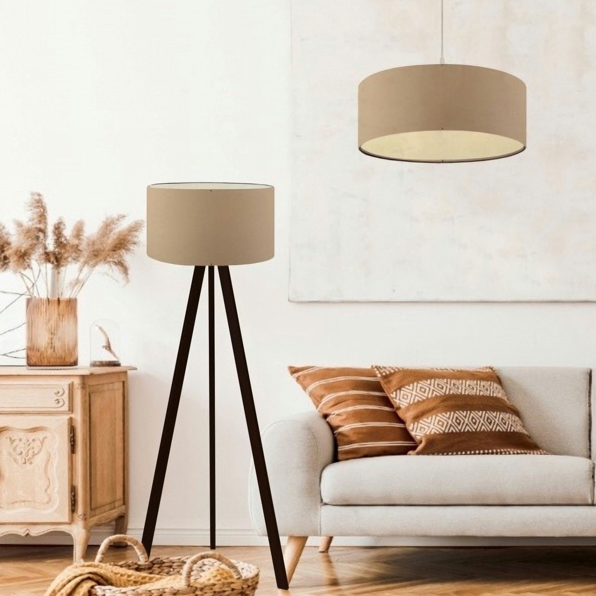 lux.pro Stehlampe, ohne Leuchtmittel, Hängeleuchte Beige aus Stehleuchte und »Scunthorpe« Set