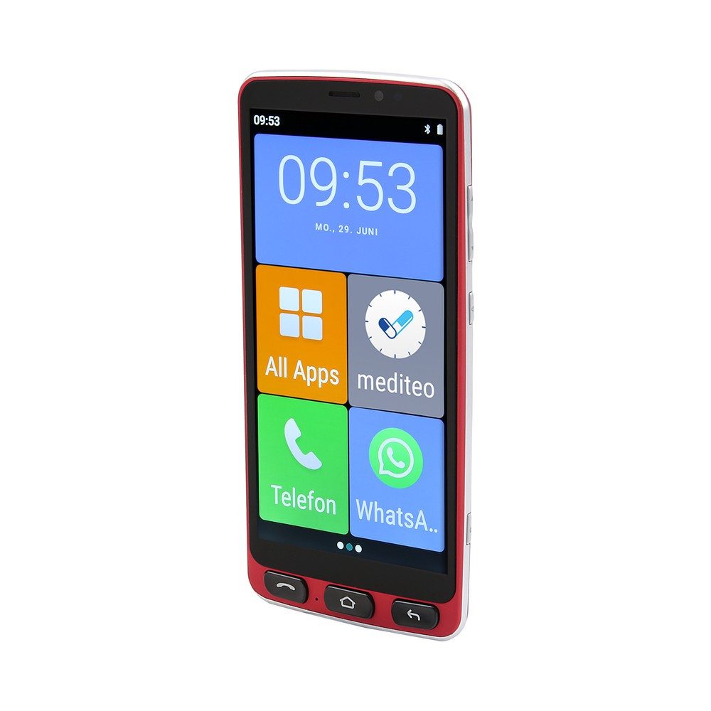 Olympia NEO+ Senioren-Smartphone Seniorenhandy (13,7 cm, 64 GB Speicherplatz, Notruftaste, HAC, Bildwahl, Dual-SIM, Android 15, Ladestation)