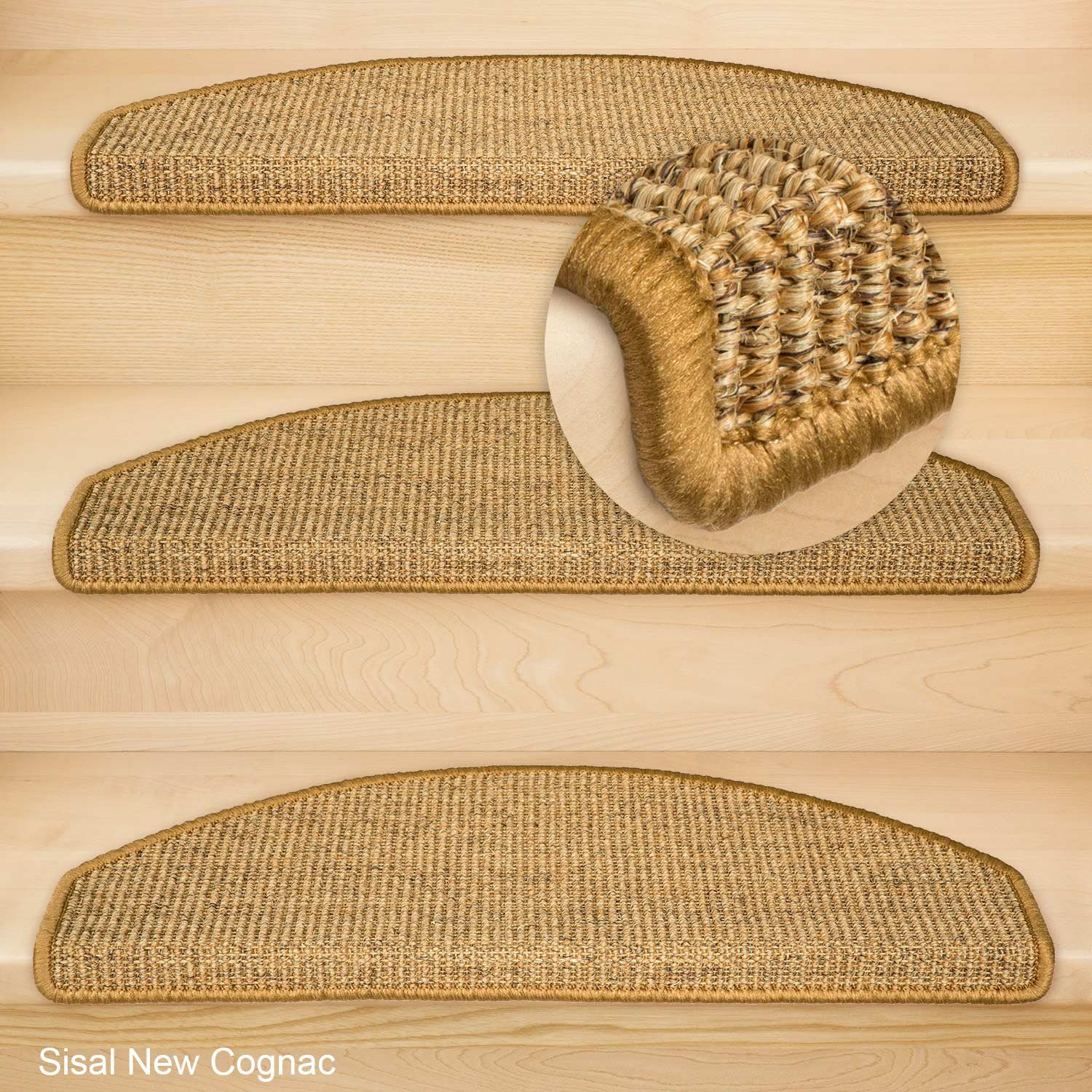 Metzker® Stufenmatte Stufenmatten Sisal New Halbrund Cognac 18 Stück, halbr günstig online kaufen