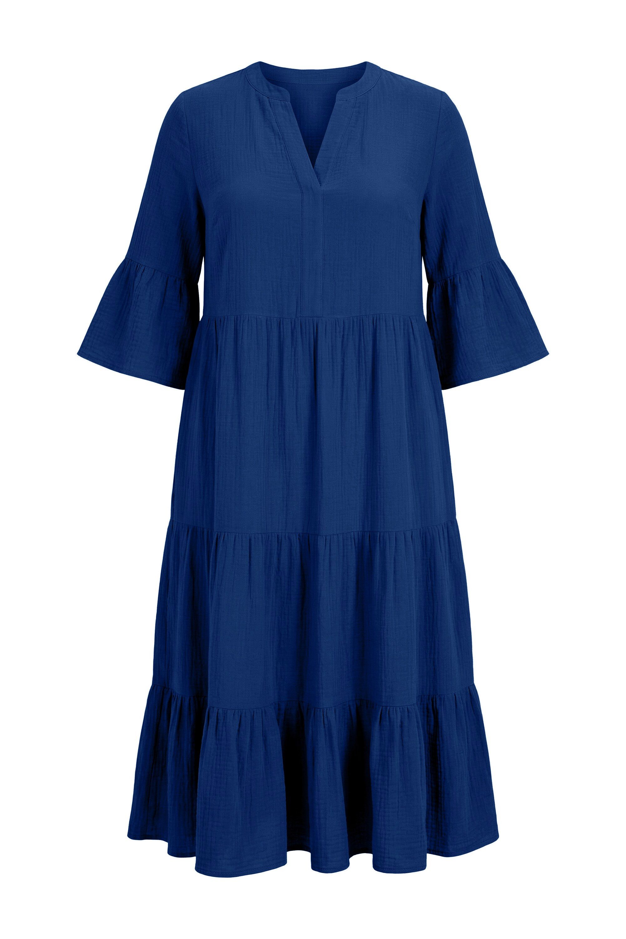 Studio Untold Maxikleid Maxikleid A-Line Musselin Stehkragen Volants