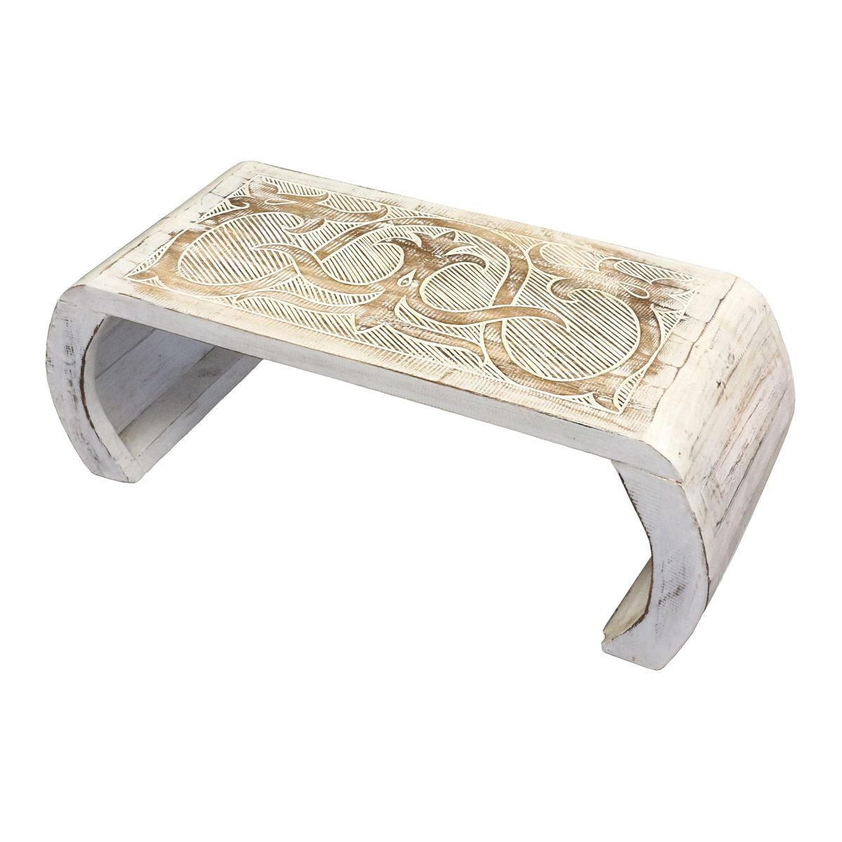 Oriental Galerie Beistelltisch Beitelltisch Brückentisch Tribals Natur Weiß Mittel, Nachttisch, Couchtisch, Laptoptisch