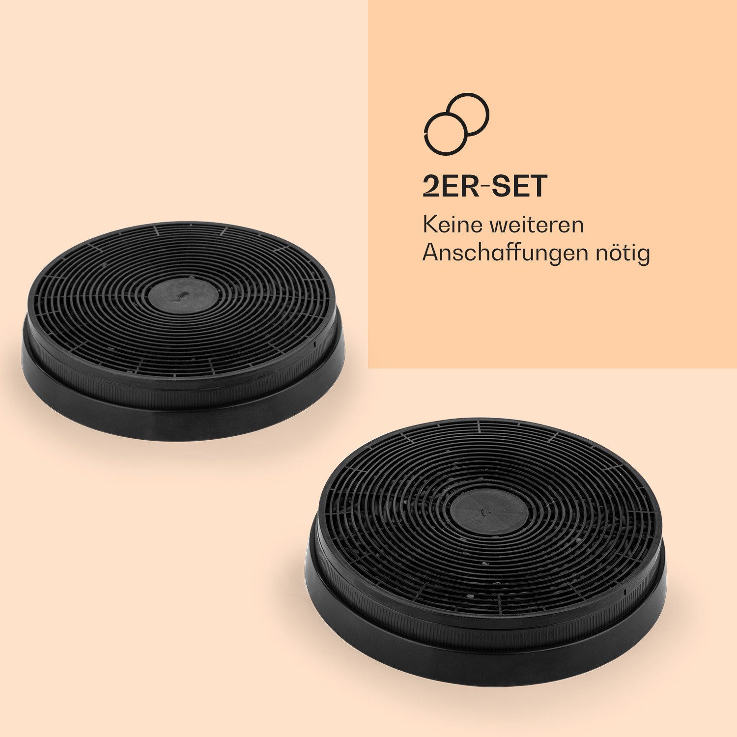 Klarstein Aktivkohlefilter CGCH2 Aktivkohlefilter 2er-Set Ø 17,5 cm Dunstabzug Umluft Ersatz, Filter-Set für Klarstein-Hauben Geruchsfilter Ø 17,5 cm