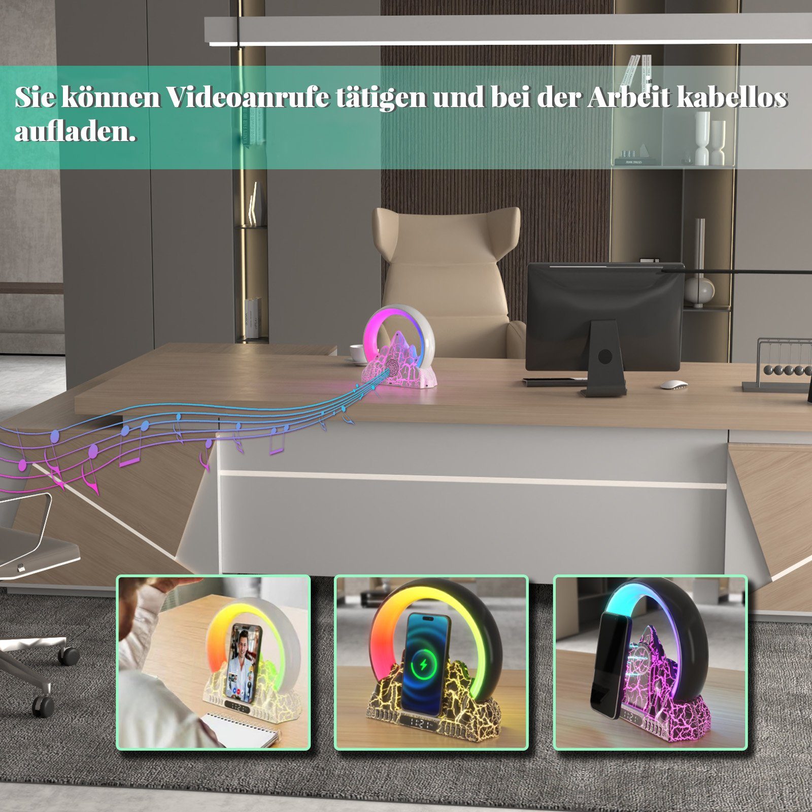 MUPOO LED Nachtlicht Lampe mit kabellosem Ladegerät Induktions-Ladegerät (1-tlg., für Computer Desktop Büro Heimdekoration)