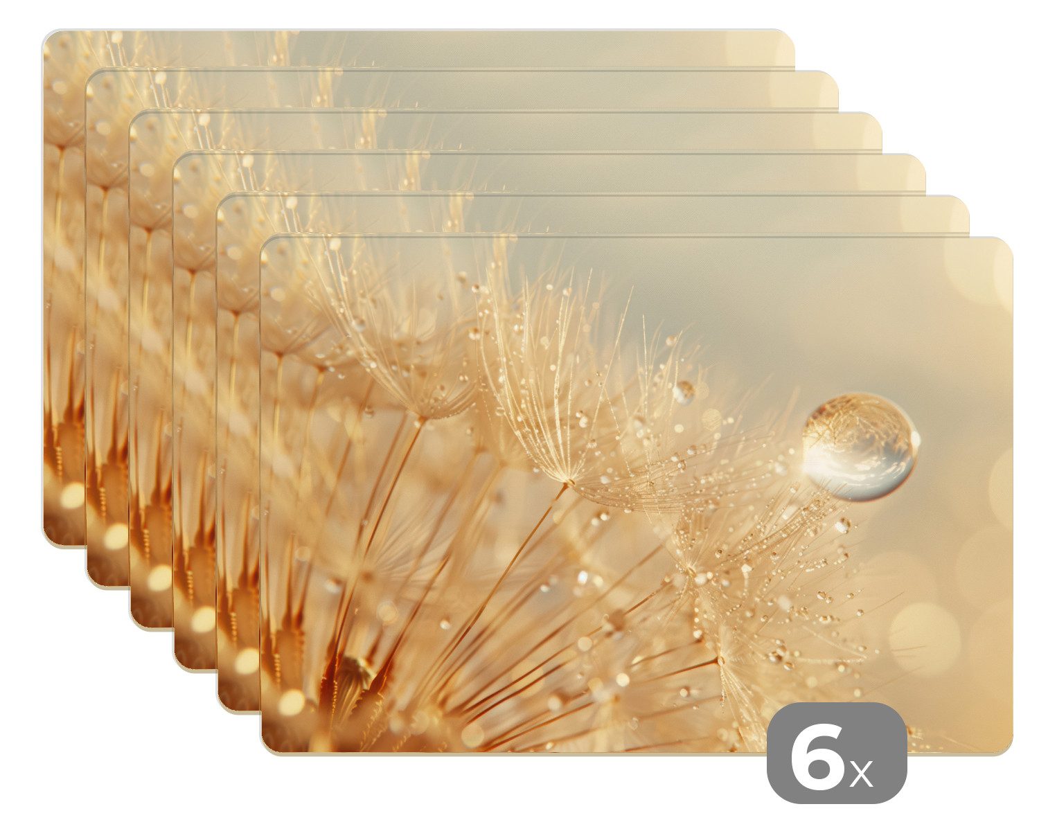 MuchoWow Platzset Löwenzahn - Wasser - Natur - Pflanzen - Modern, (6-St), Platzsets, Tischset, Abwaschbar, Tischsets, Platzdeckchen