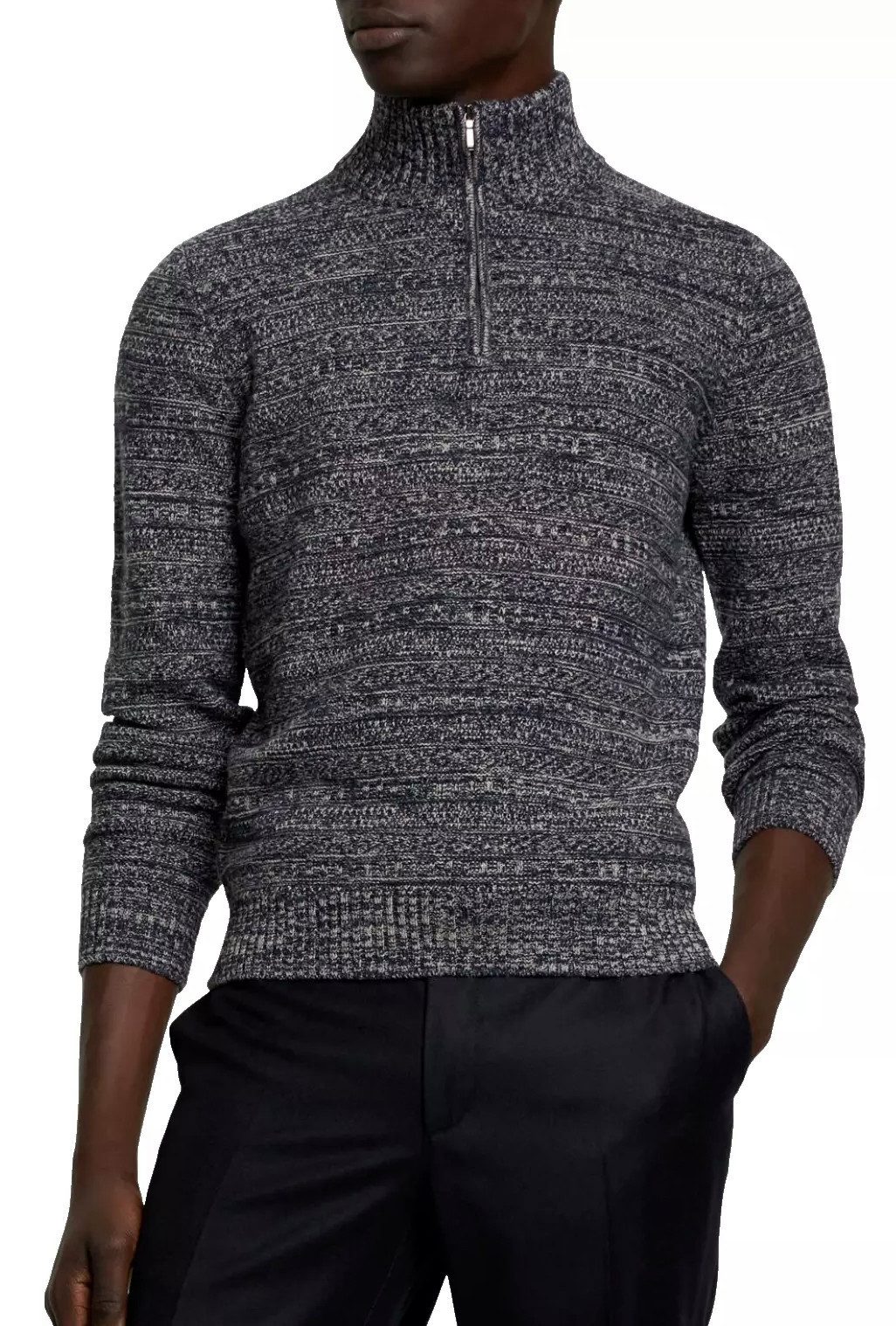 Loro Piana Kaschmirpullover Pure Kaschmir Knitted Halb Zip Strickpulli Feinheit 7 Gauge, gerippter Kragen, Bündchen, Saum