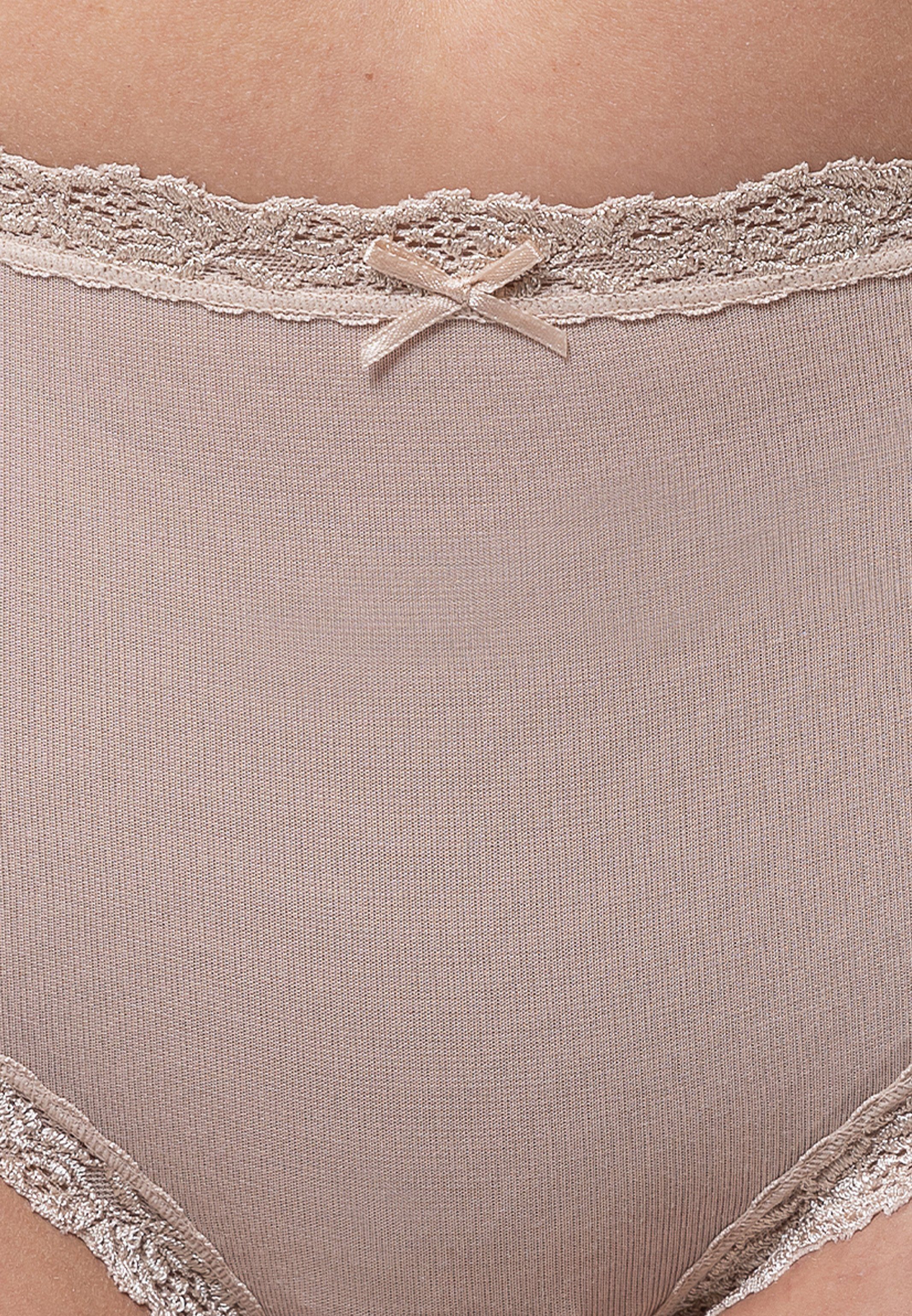 Modal-Mix, 6-St) Dekorative Beige Taillen Von Cosy Pack Slip Spitze - an Taillenslip C. Nina Braun Bund 6er (Spar-Set, Weicher Bein und