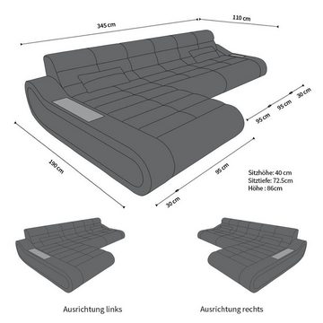 Sofa Dreams Ecksofa Stoff Couch Polster Sofa Concept L Form Stoffsofa, Designersofa mit ergonomischer Rückenlehne