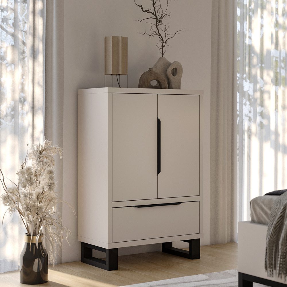 Lomadox Kommode HENDERSON-83, in Kaschmir, 90 cm breit, Metallgriff schwarz matt