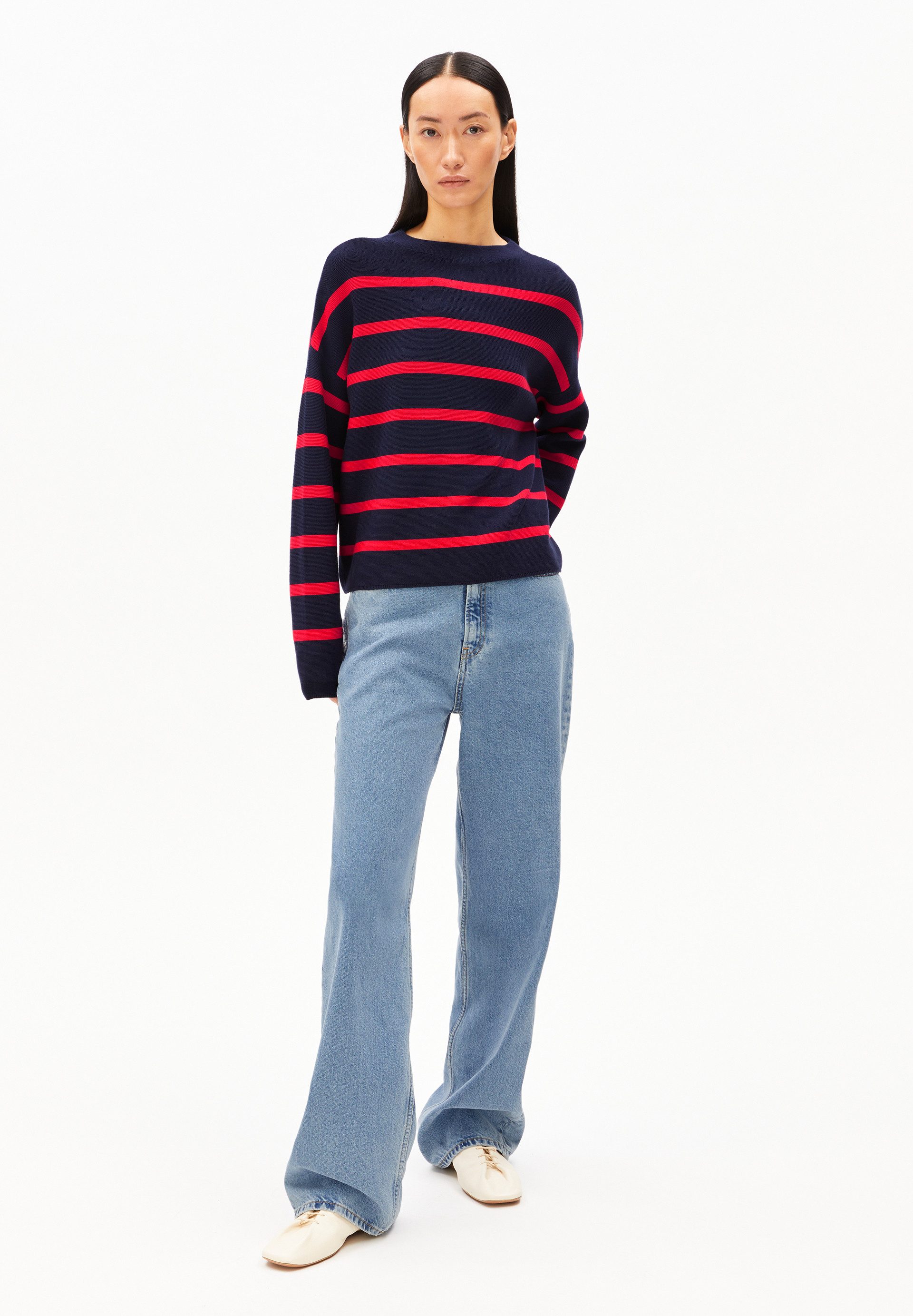 Armedangels Strickpullover MERINAA STRIPES Pullover aus Bio-Baumwolle (Loos günstig online kaufen