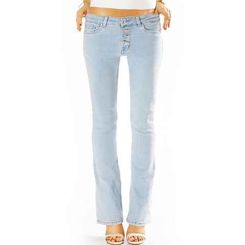 be styled Bootcut-Jeans Bootcut Jeans Hose Schlagjeans mit Knopfleiste - Damen - j6l-1 5-Pocket-Style, mit Stretch-Anteil