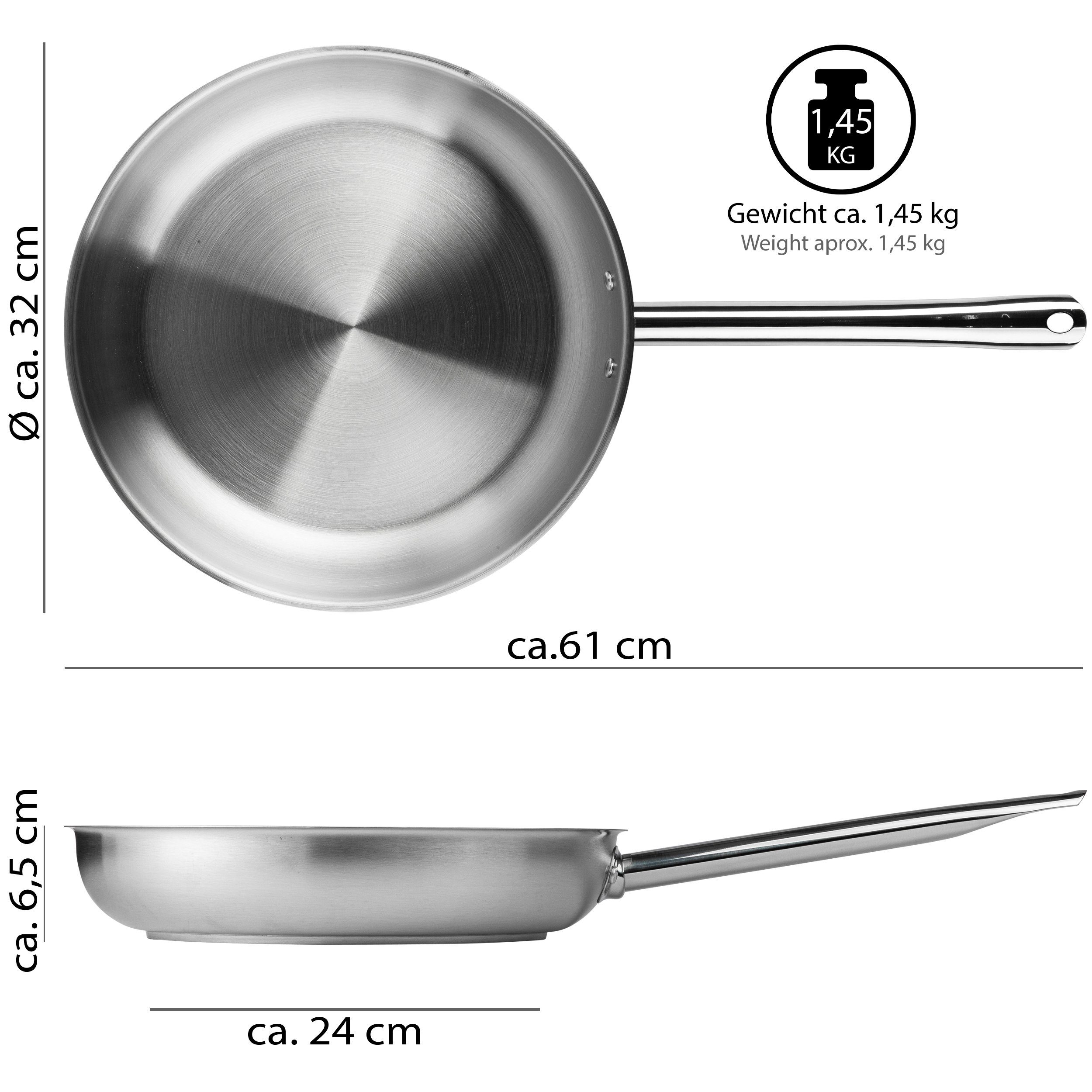 ONVAYA Bratpfanne Edelstahlpfanne, Wok, Bratpfanne, Induktion, Edelstahl – Bild 2 von 5