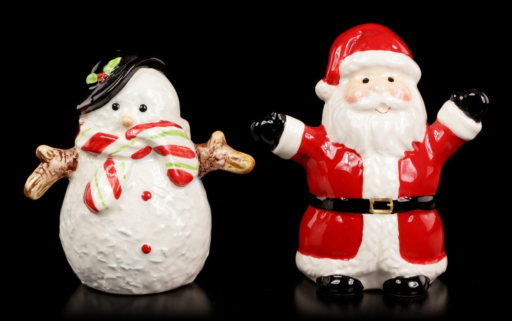 Figuren Shop GmbH Weihnachtsfigur Salz und Pfeffer Streuer - Schneemann & Weihnachtsmann Weihnachtsdeko (2 St)