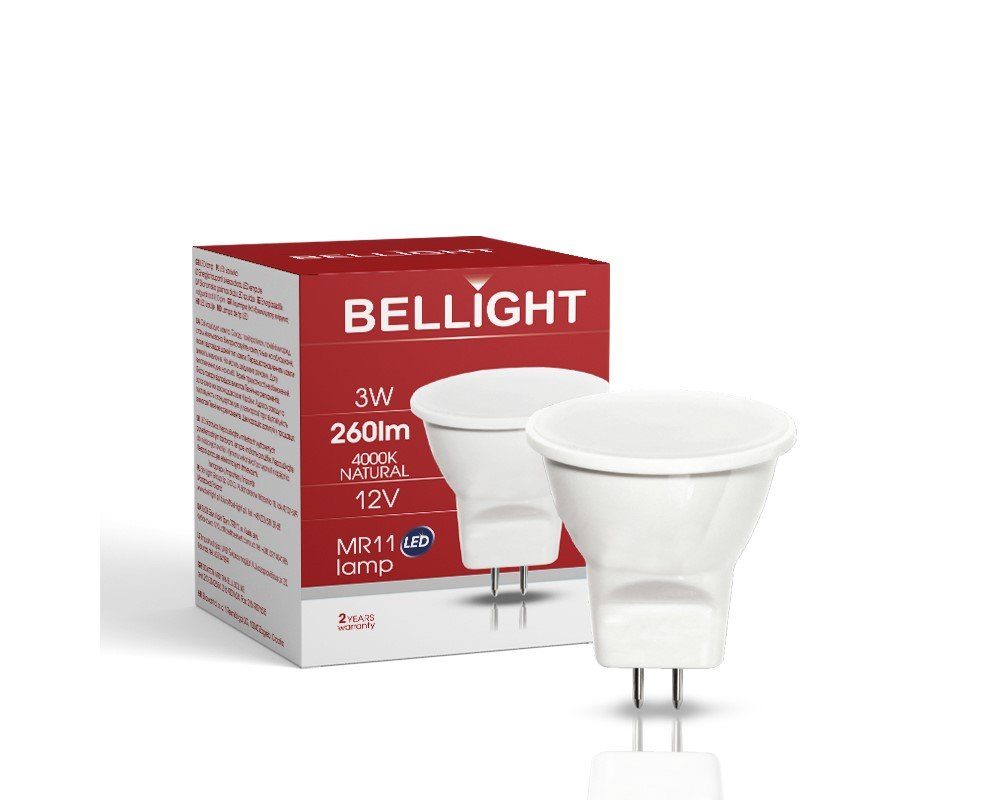 Bellight LED-Leuchtmittel LED Spot MR11, 50W 200° 3W 12V Neutralweiß GU4 = Neutralweiß MR11 260lm 4000K, GU4, Reflektor