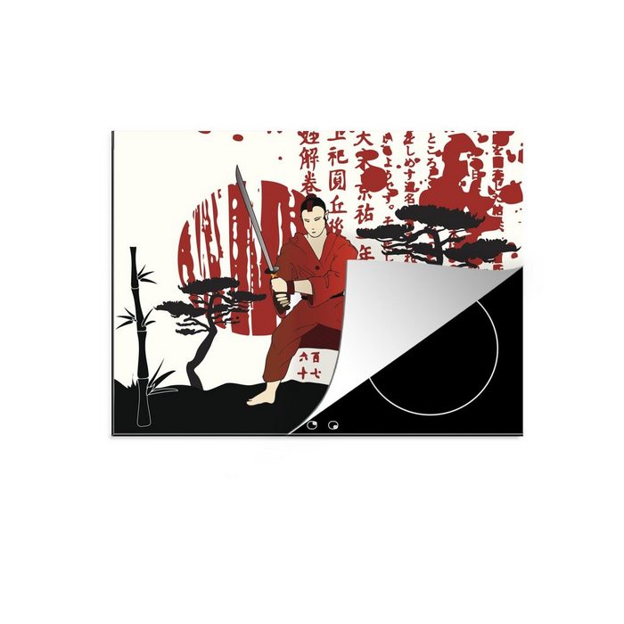 MuchoWow Herdblende-/Abdeckplatte Eine abstrakte Illustration des Samurai Vinyl (1 tlg) Mobile Arbeitsfläche nutzbar Ceranfeldabdeckung