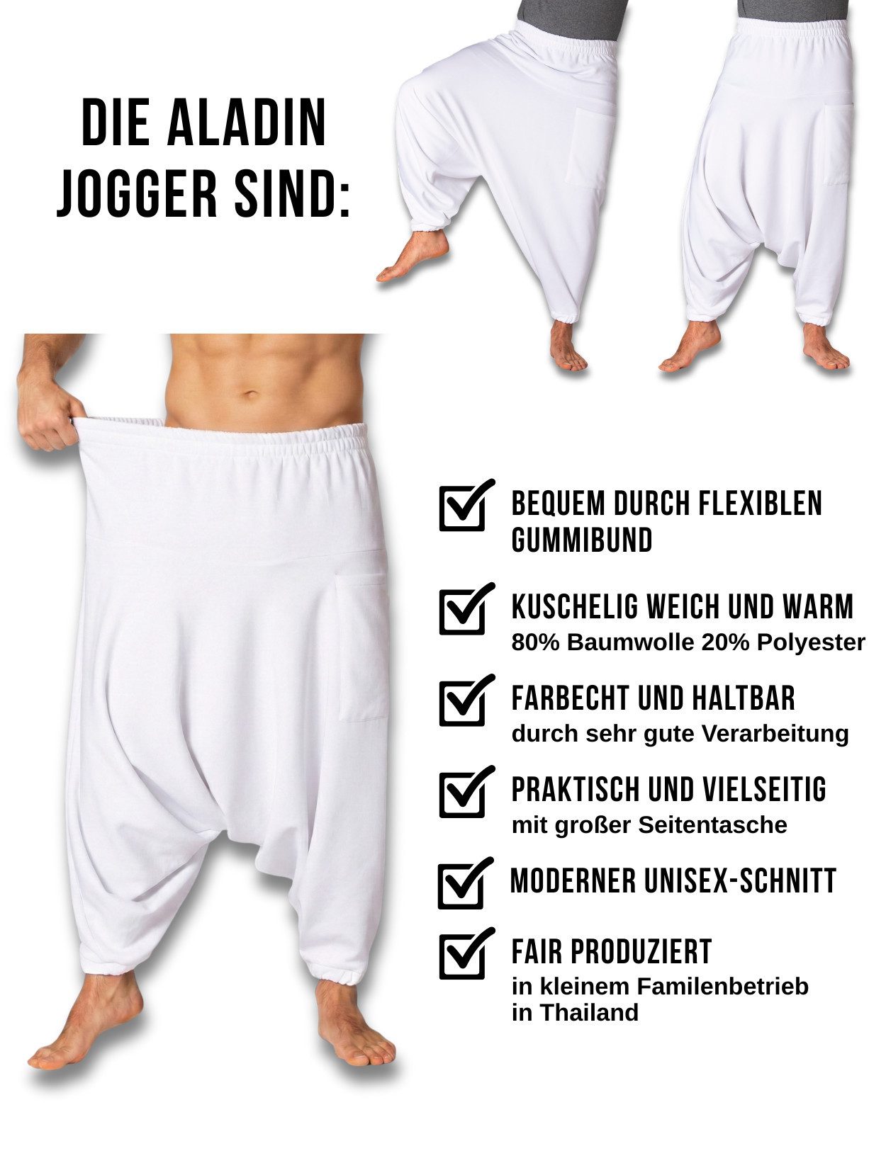 PANASIAM Haremshose Aladinhose als bequeme Chillhose aus Jogginghosen-Stoff für Herbst und Winter warm gefütterte Baumwollhose fürs Sofa oder Homeoffice